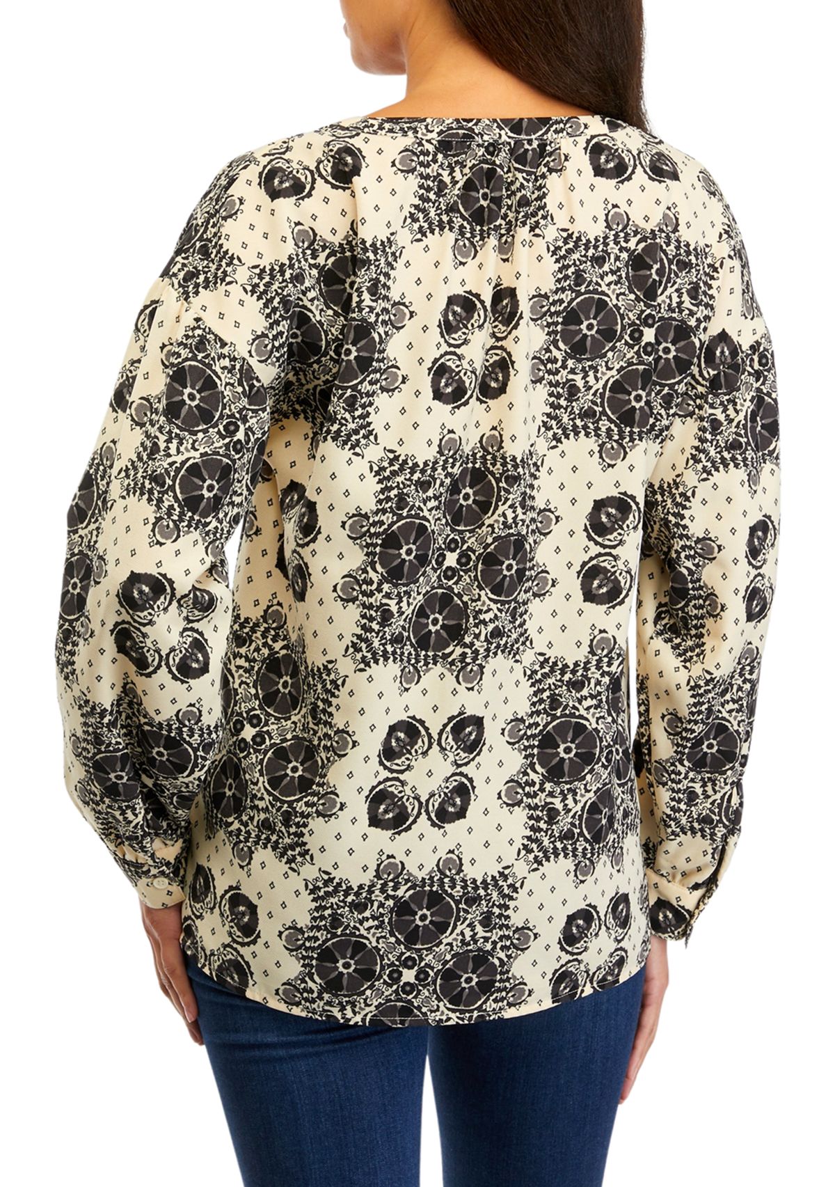 Womens Long Sleeve Henley Popover Top