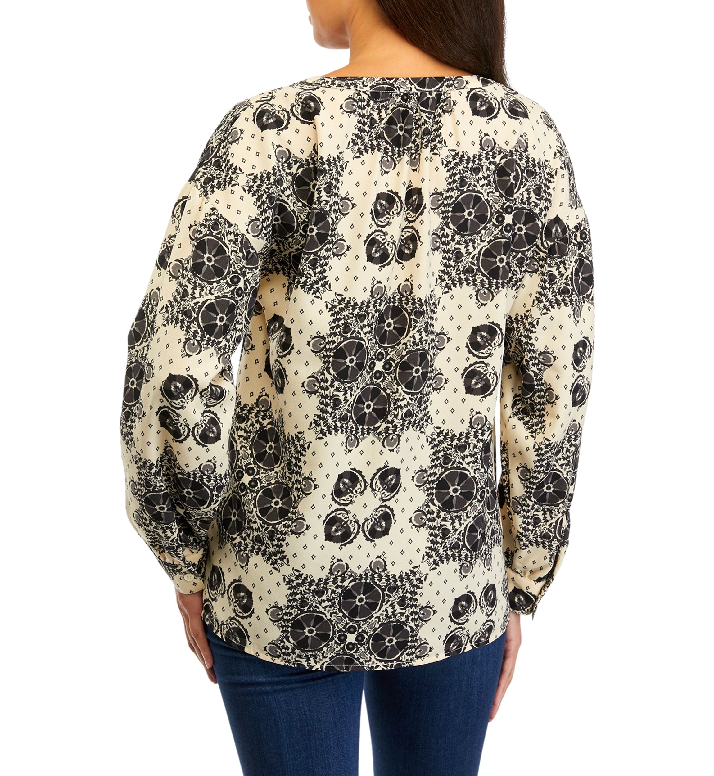 Womens Long Sleeve Henley Popover Top