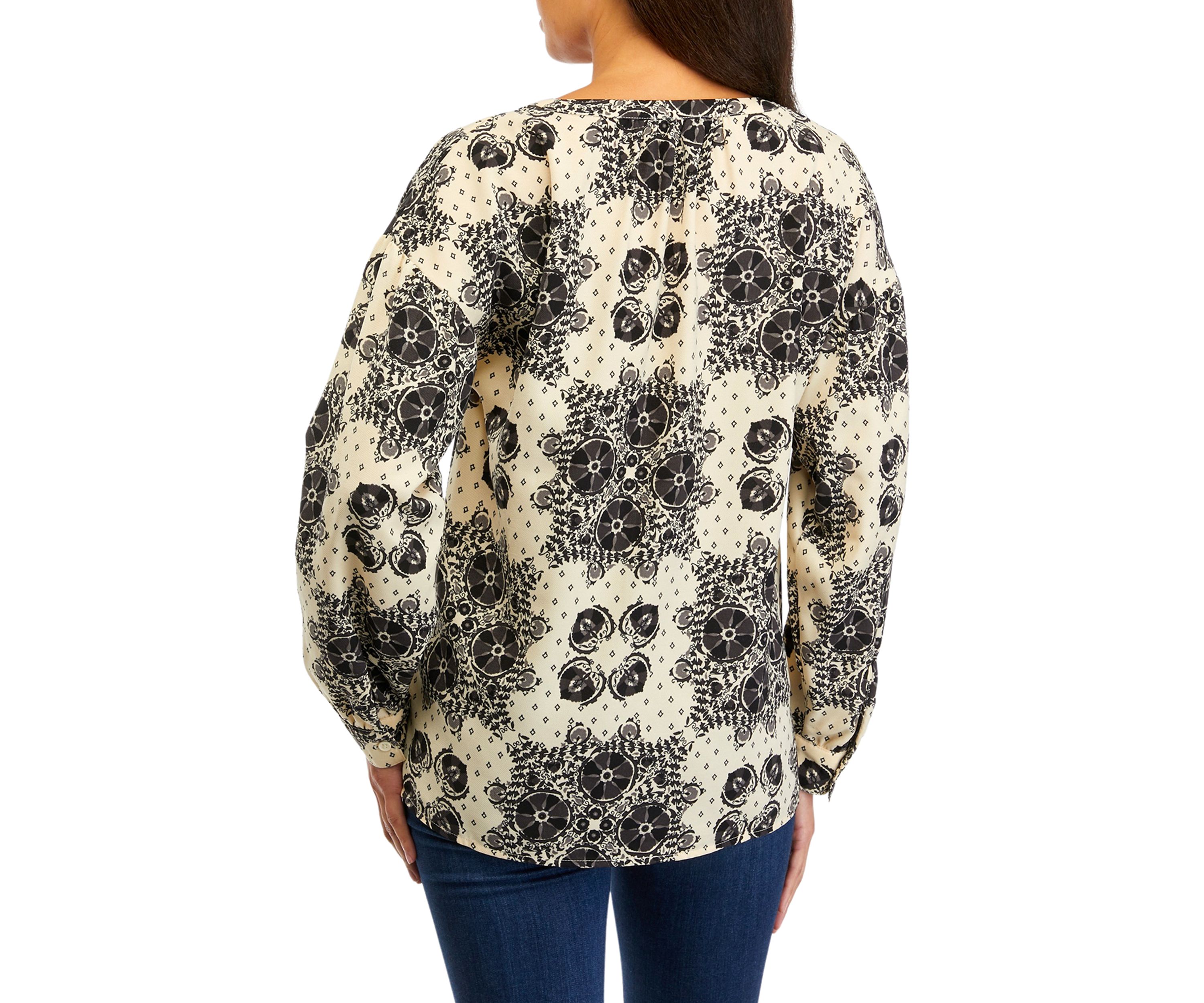 Womens Long Sleeve Henley Popover Top