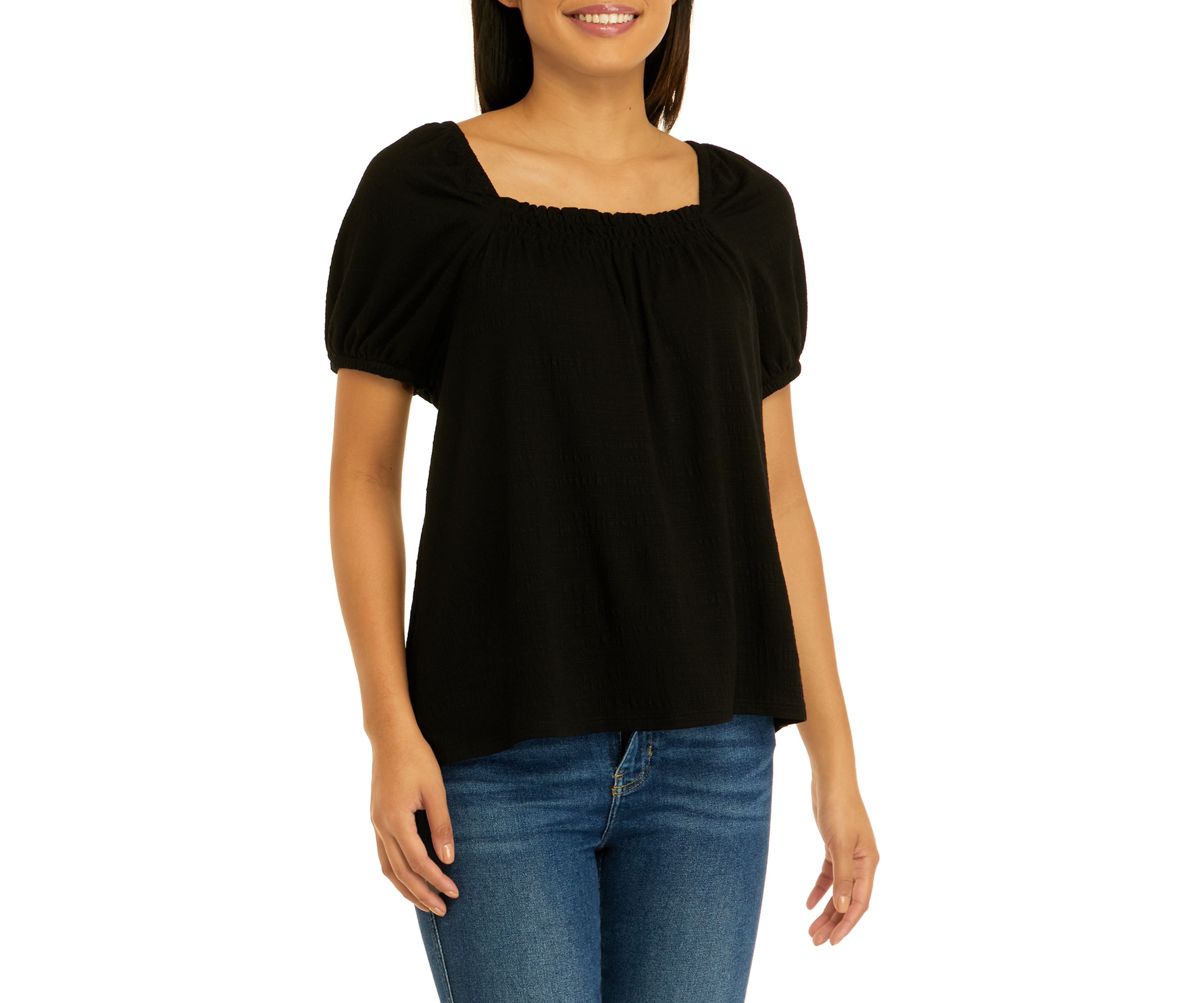 Womens Short Sleeve Square Neck Top