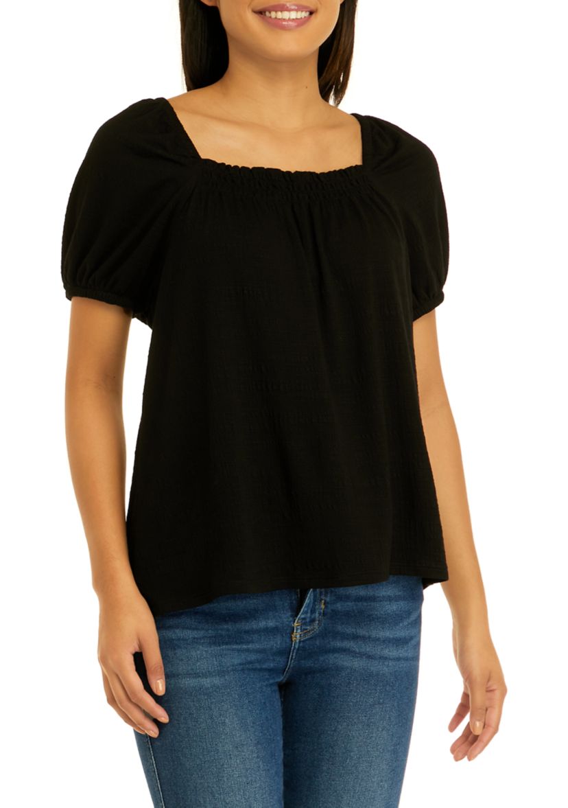 Womens Short Sleeve Square Neck Top