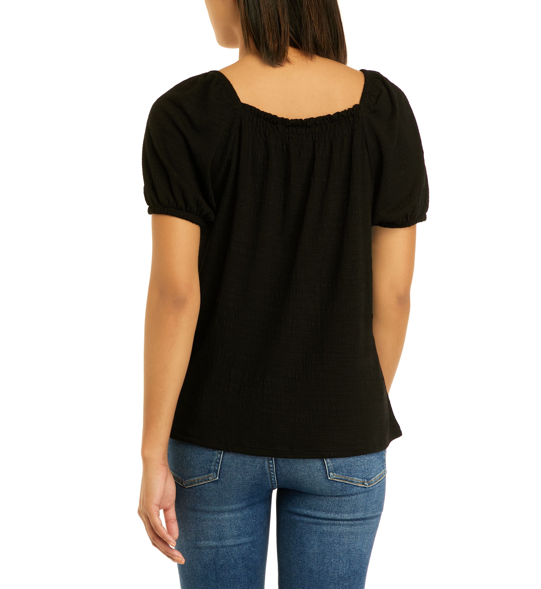 Womens Short Sleeve Square Neck Top