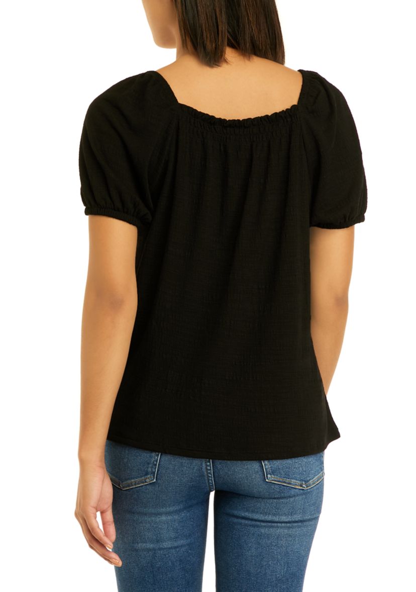 Womens Short Sleeve Square Neck Top