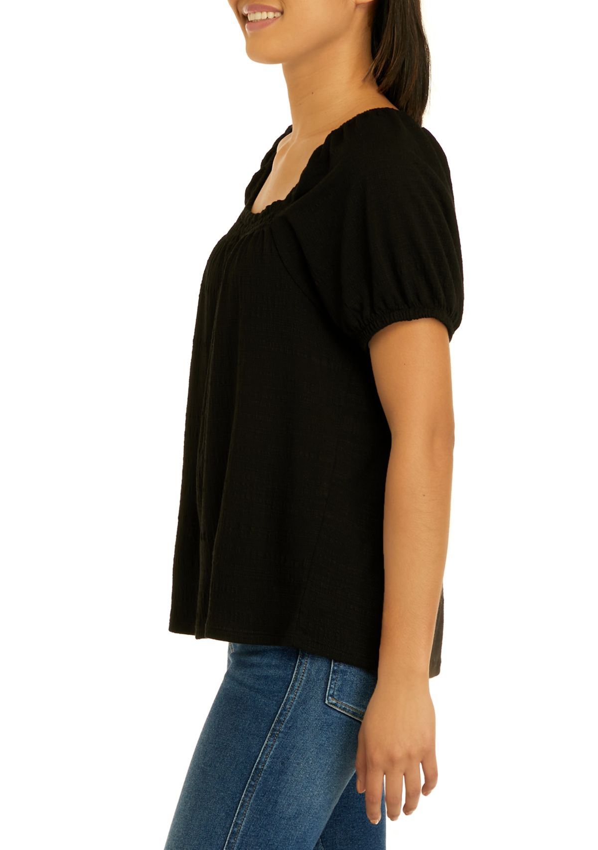 Womens Short Sleeve Square Neck Top