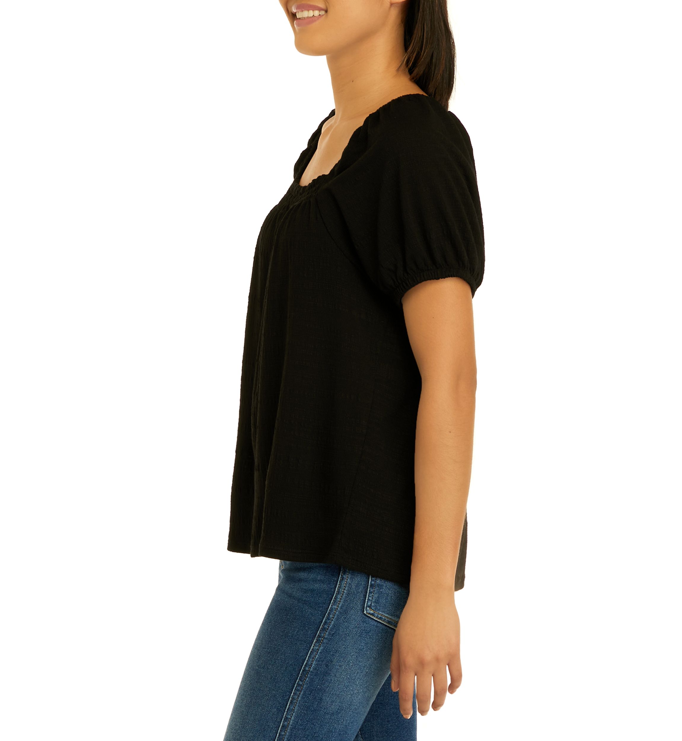 Womens Short Sleeve Square Neck Top