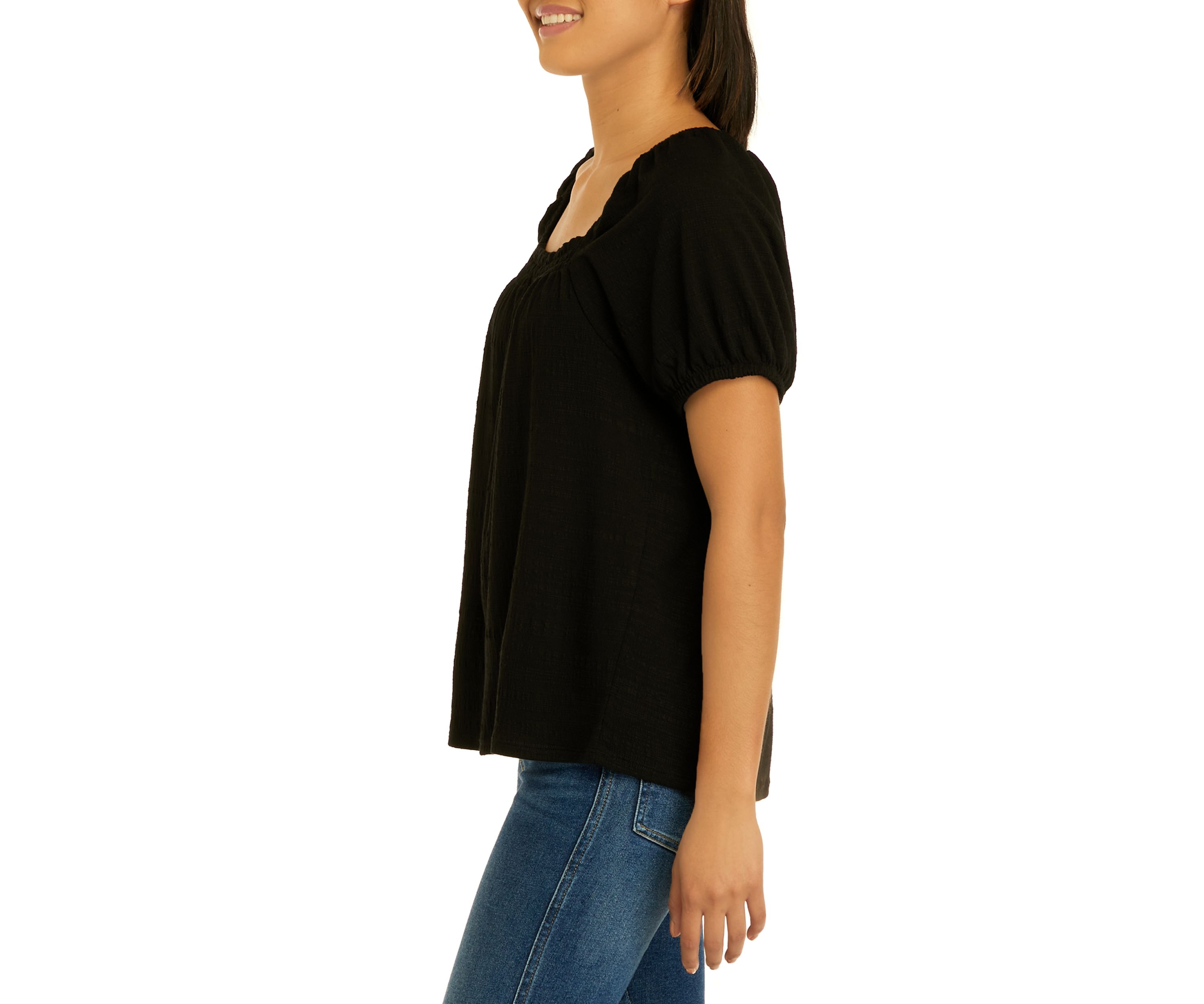 Womens Short Sleeve Square Neck Top