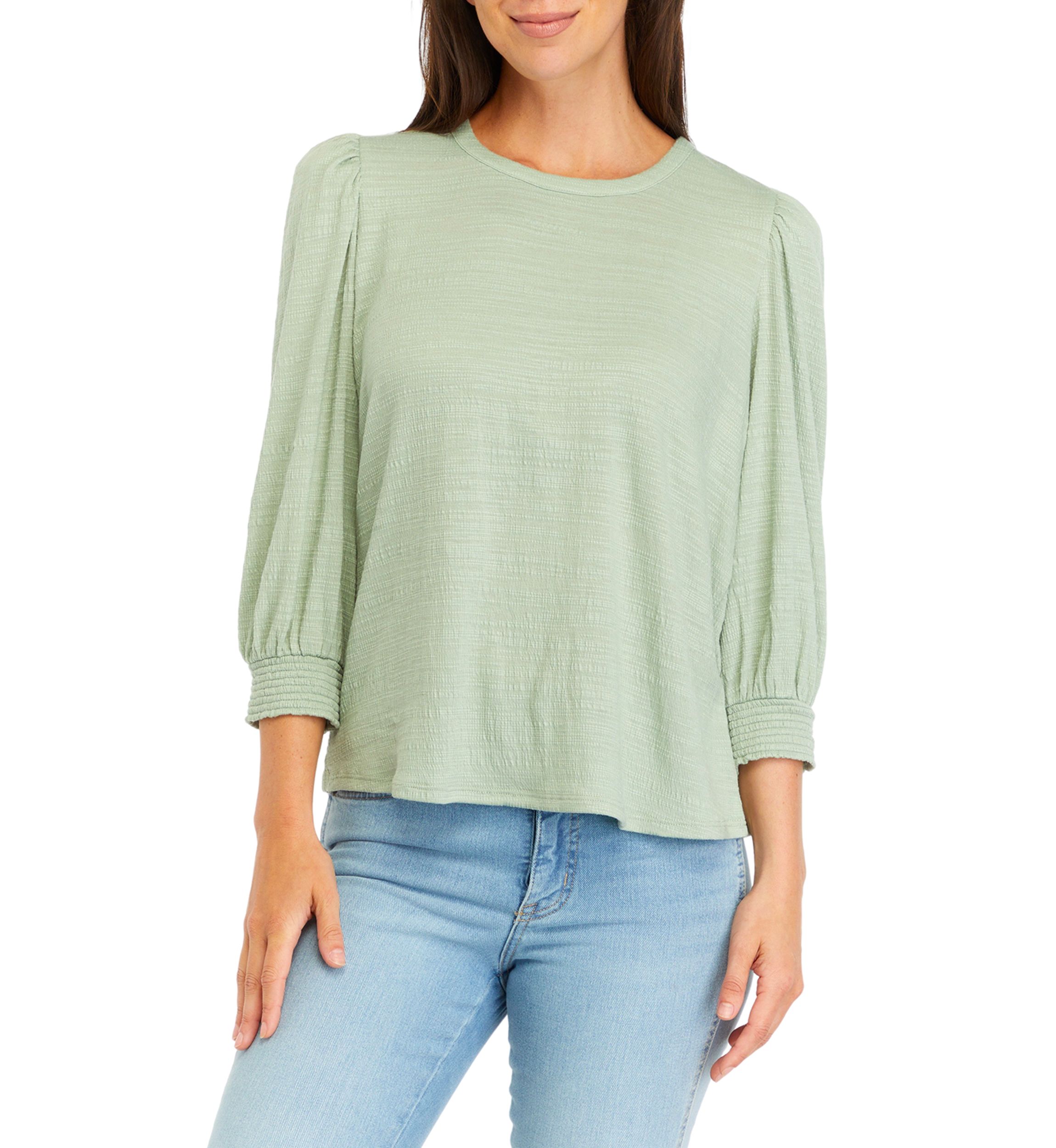 Womens Solid Button Back Top
