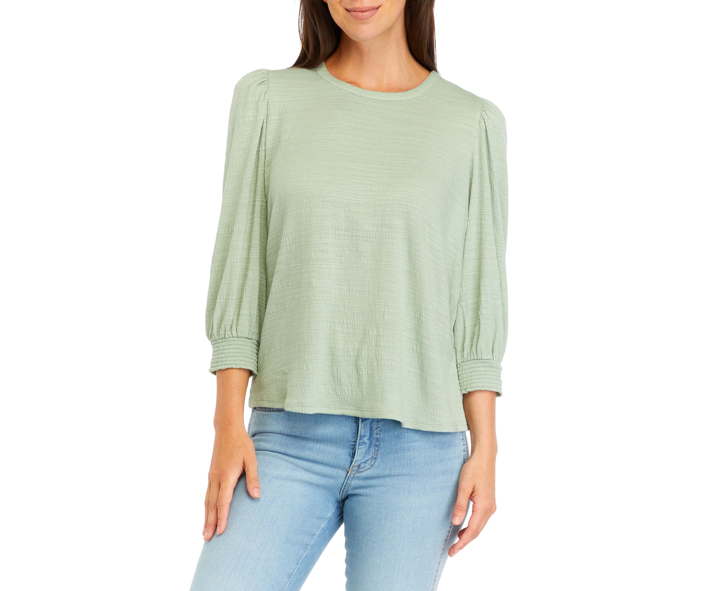 Womens Solid Button Back Top
