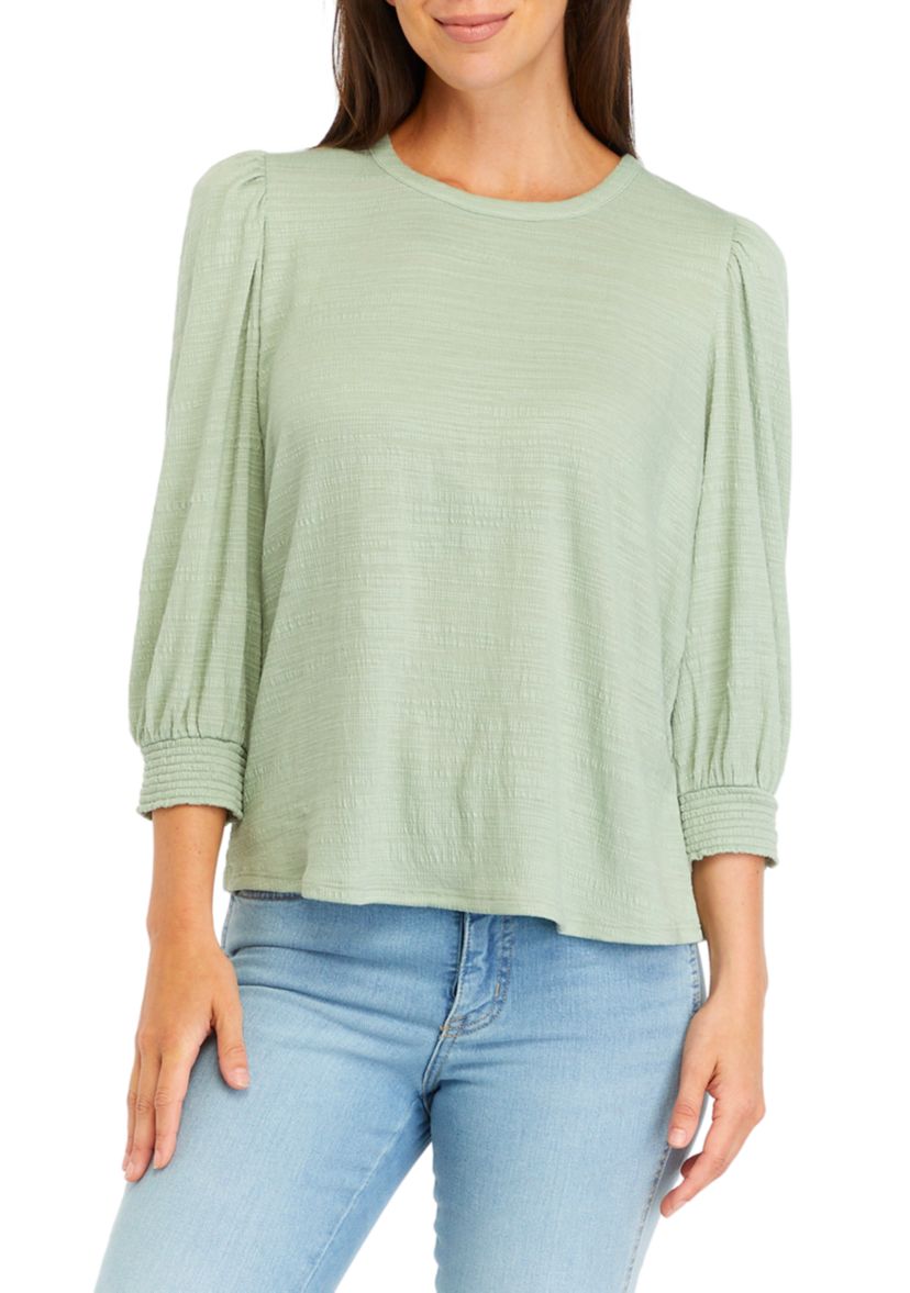 Womens Solid Button Back Top