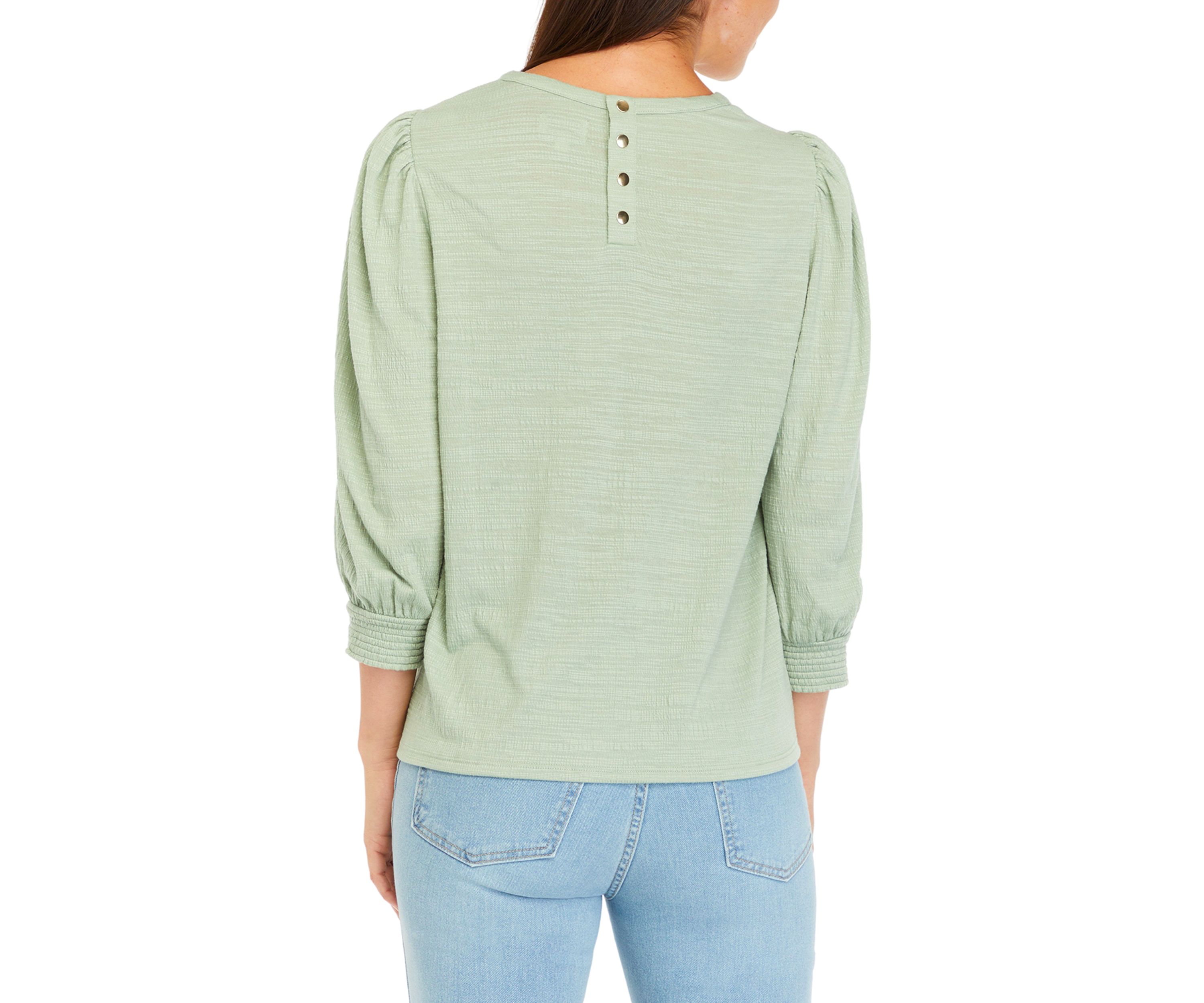 Womens Solid Button Back Top