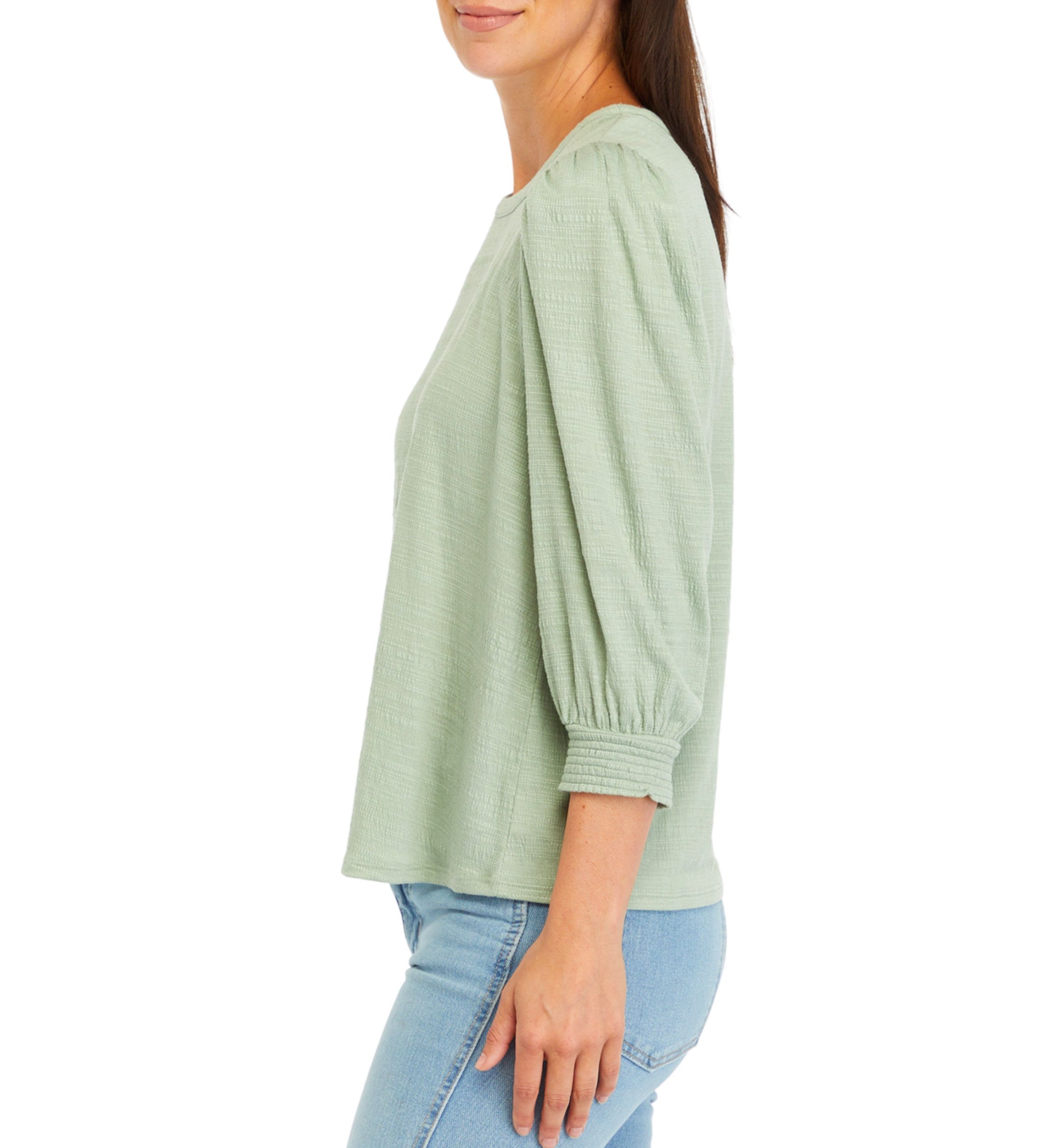 Womens Solid Button Back Top