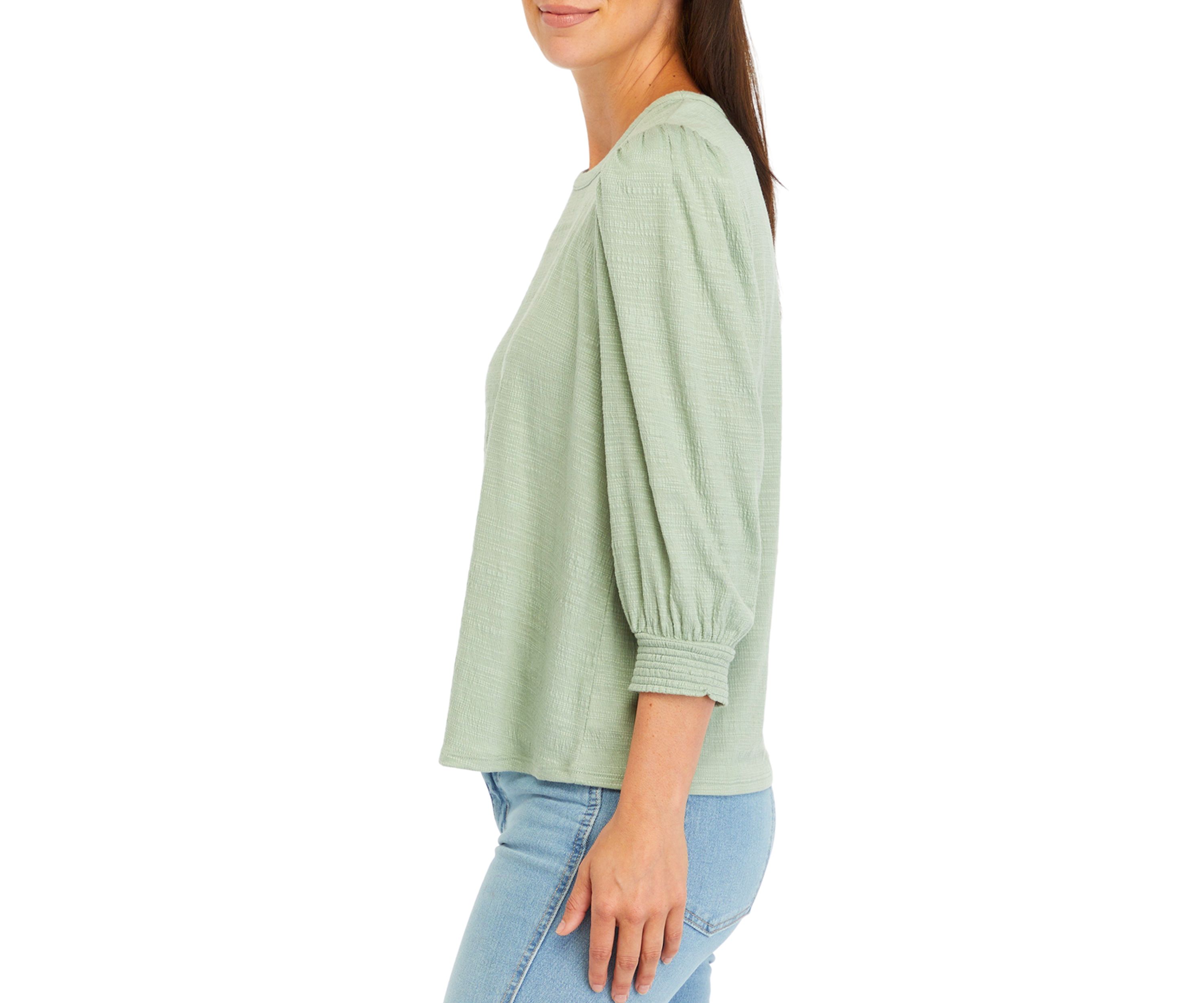 Womens Solid Button Back Top