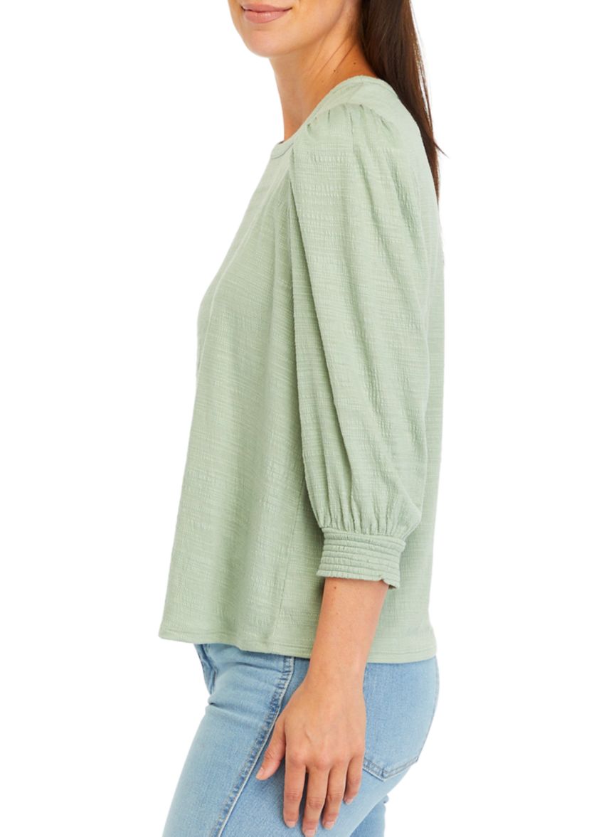 Womens Solid Button Back Top