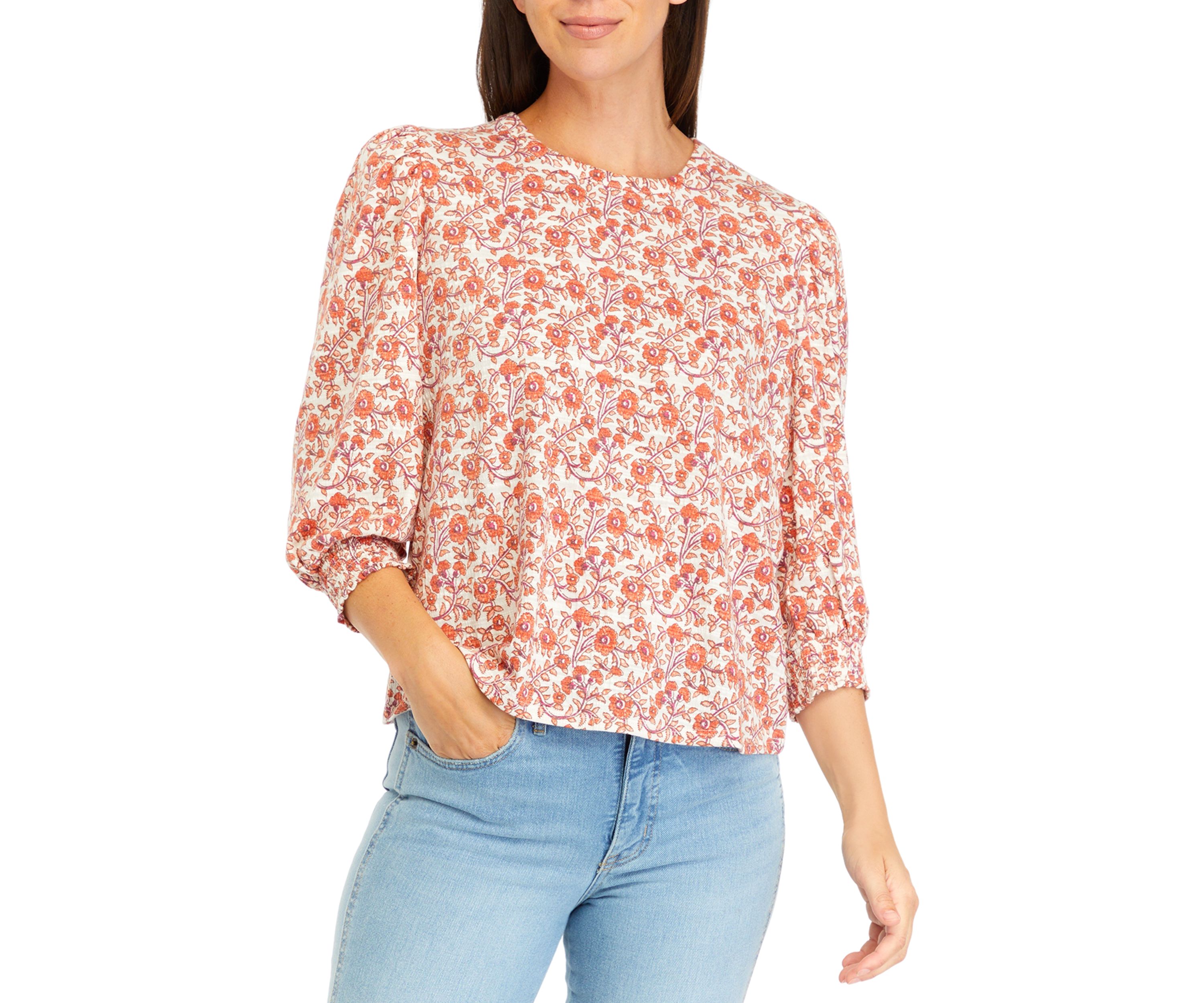 Floral Printed Button Back Top