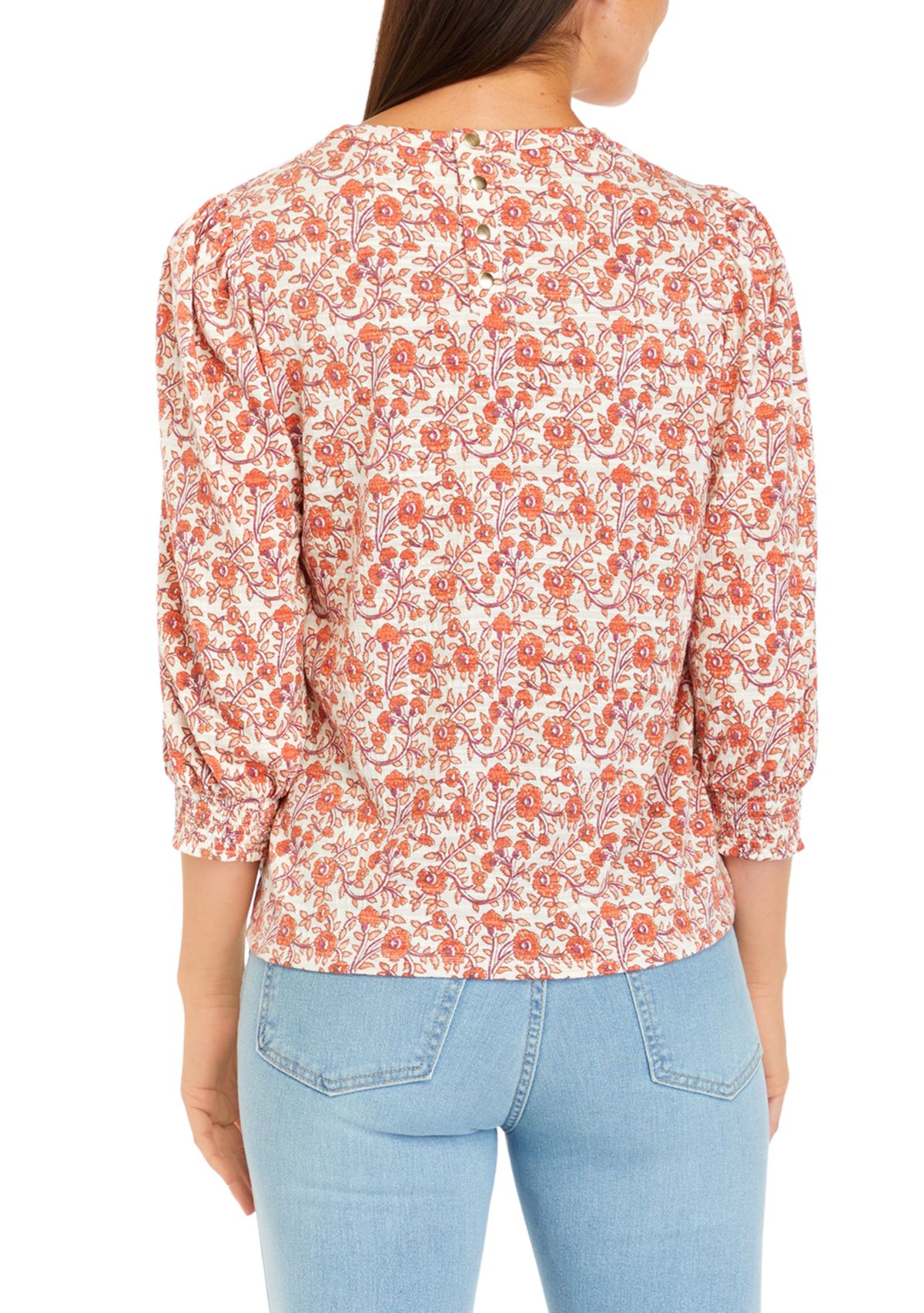 Floral Printed Button Back Top