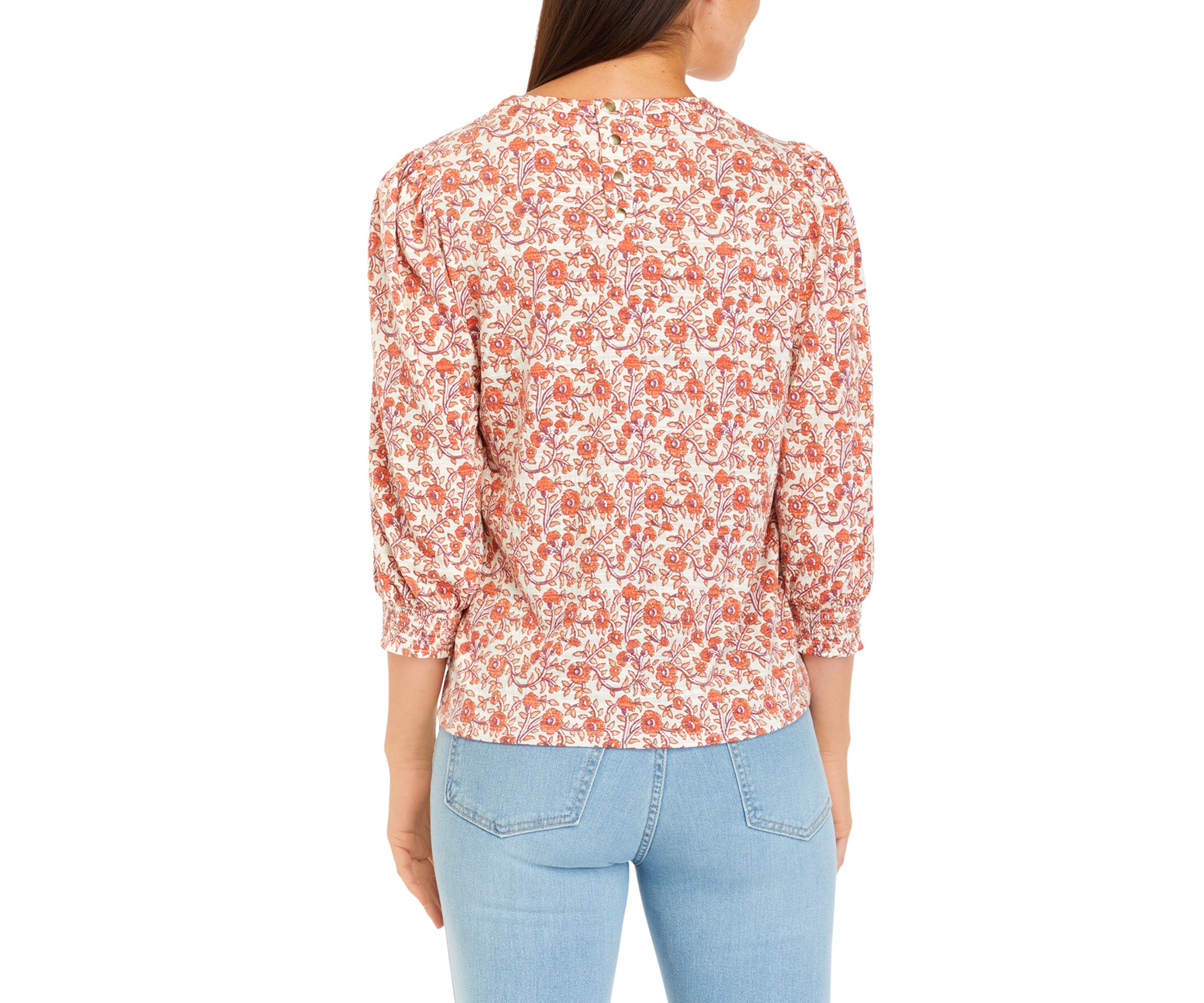 Floral Printed Button Back Top