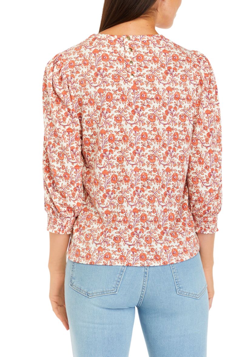 Floral Printed Button Back Top