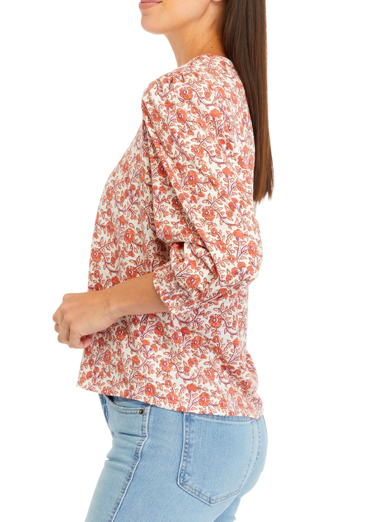 Floral Printed Button Back Top