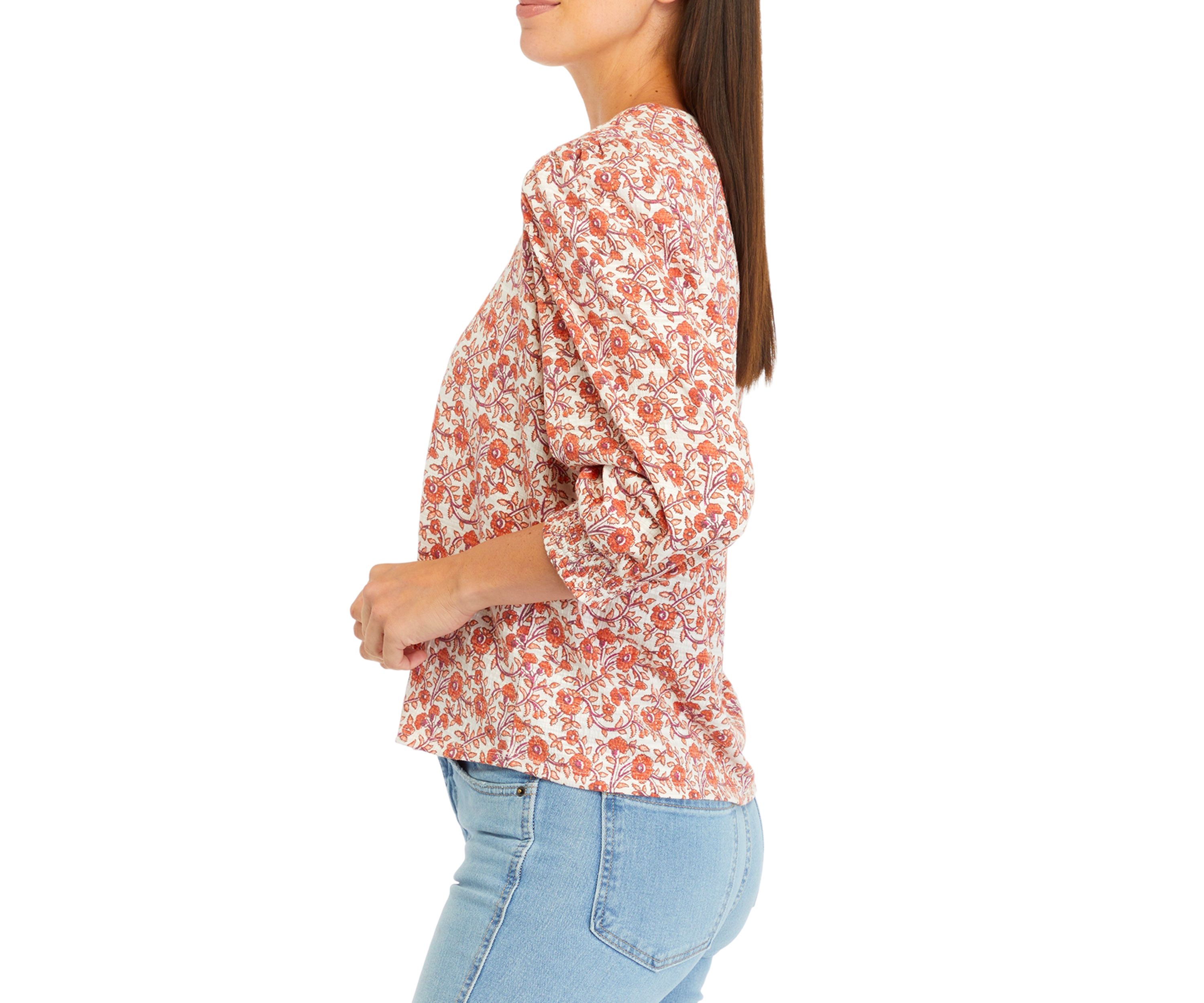 Floral Printed Button Back Top