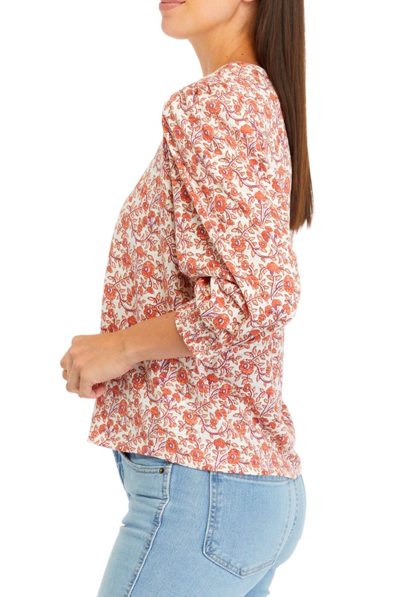 Floral Printed Button Back Top