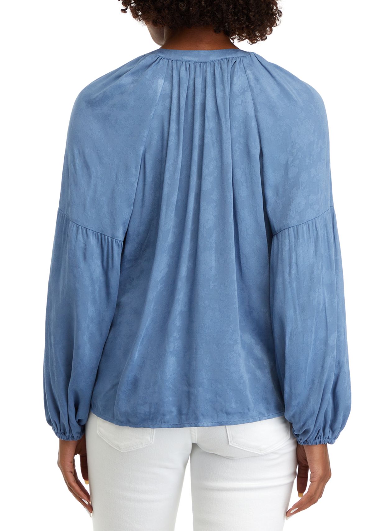 Womens Split Neck Henley Peasant Top 