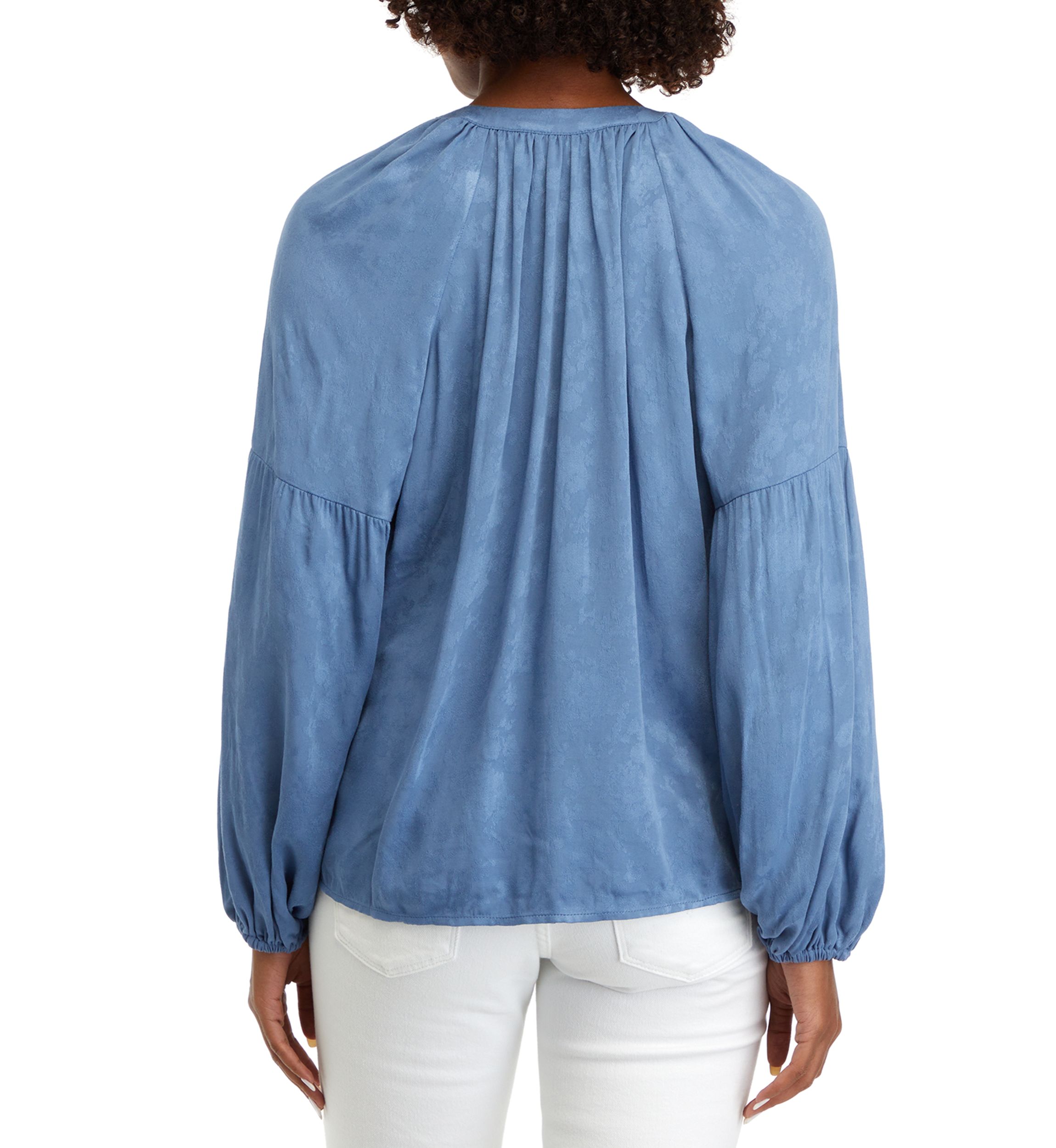Womens Split Neck Henley Peasant Top 
