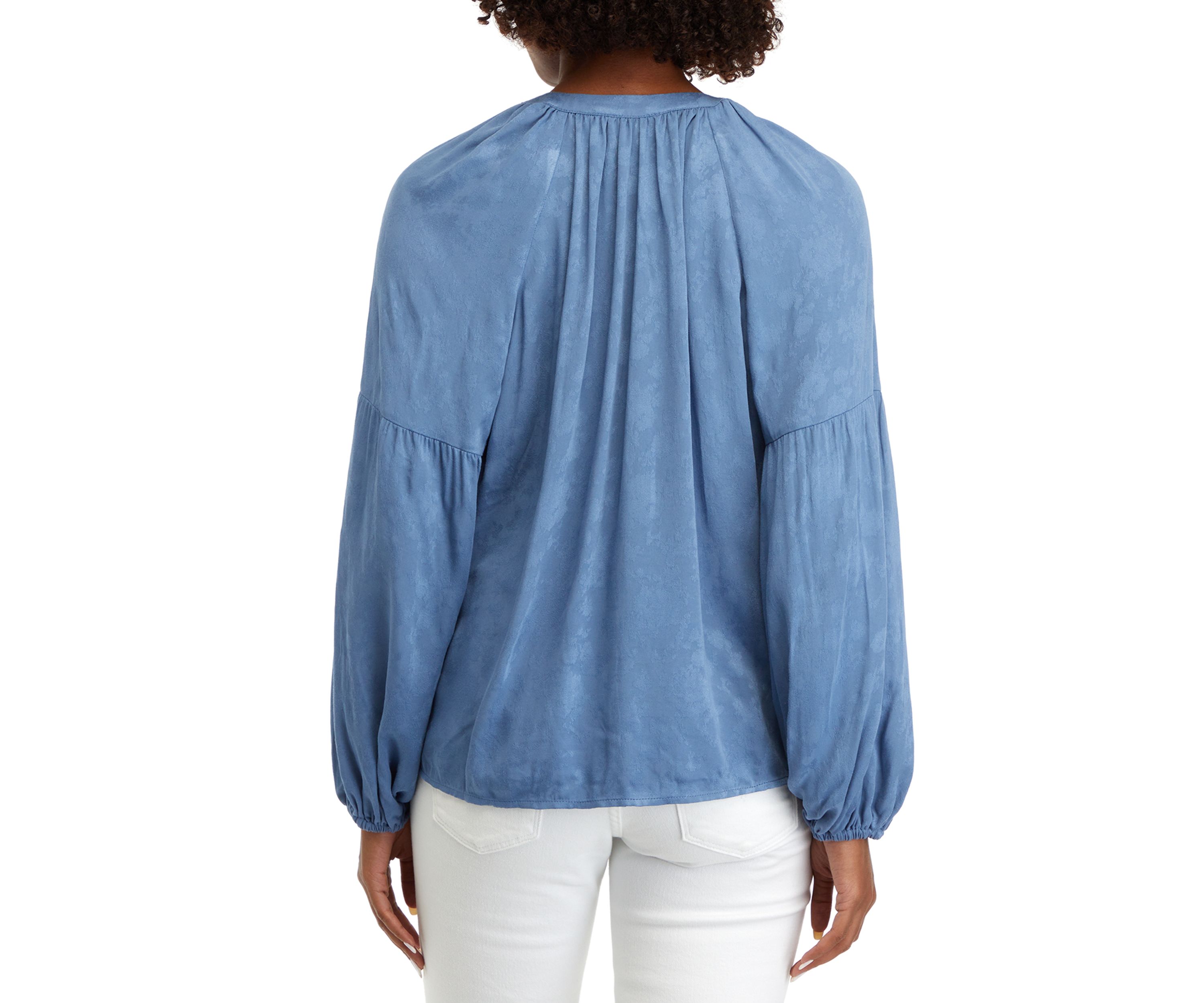 Womens Split Neck Henley Peasant Top 