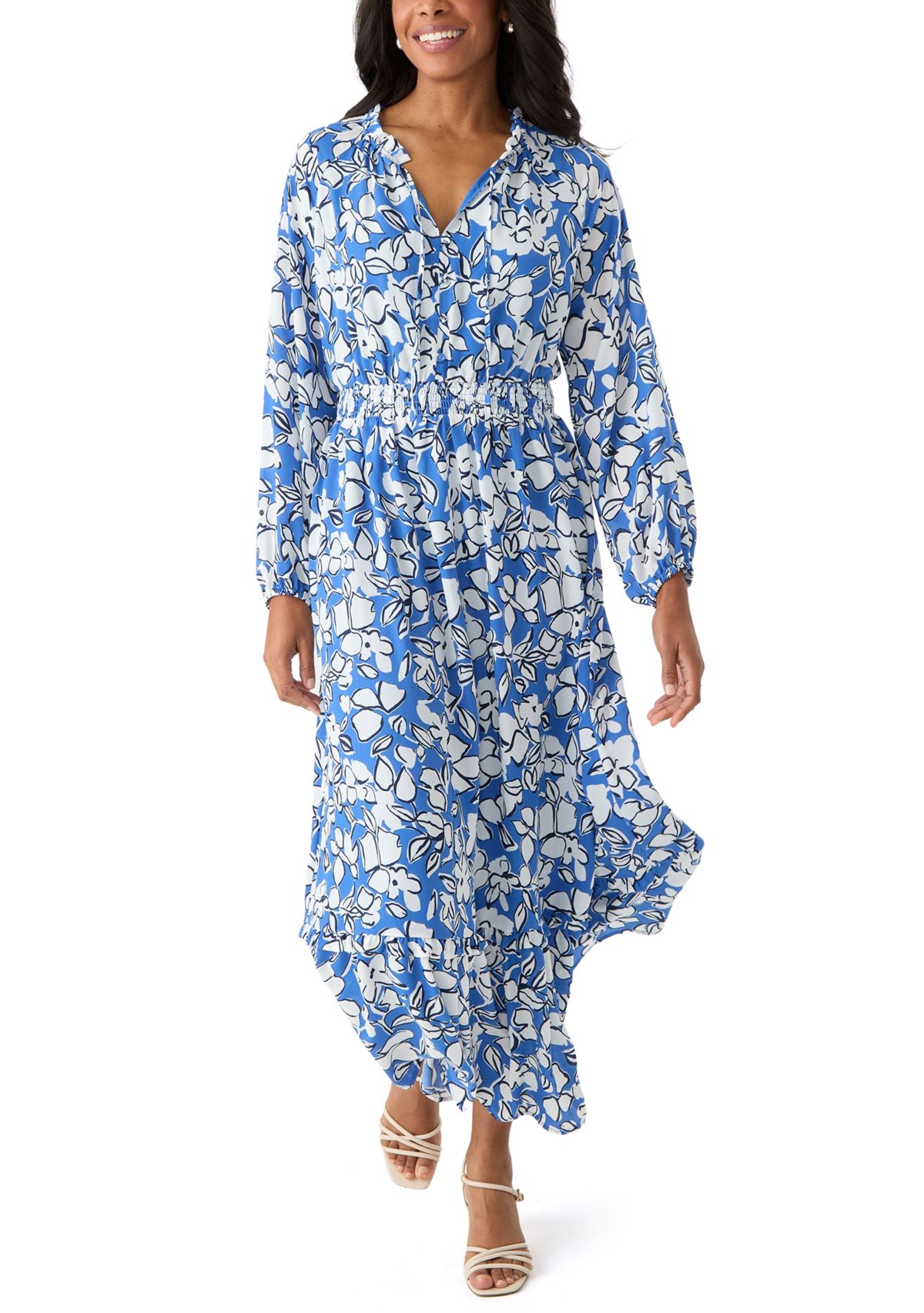 Womens Long Sleeve Tiered Maxi Dress