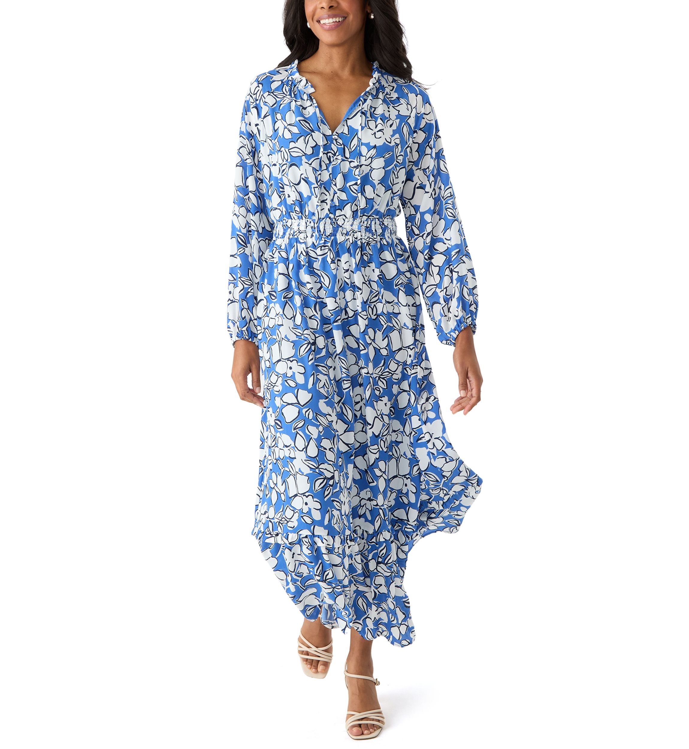 Womens Long Sleeve Tiered Maxi Dress