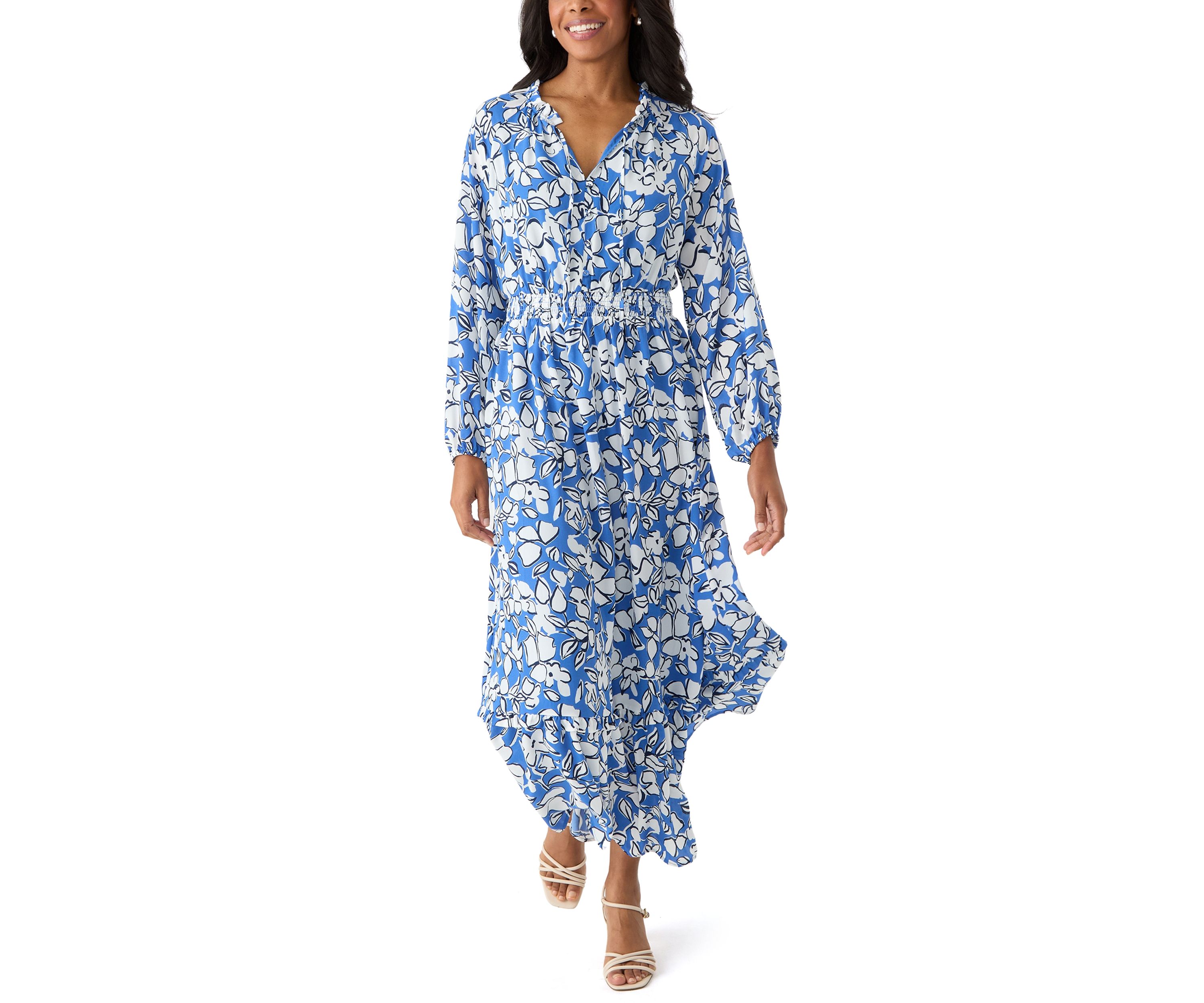 Womens Long Sleeve Tiered Maxi Dress