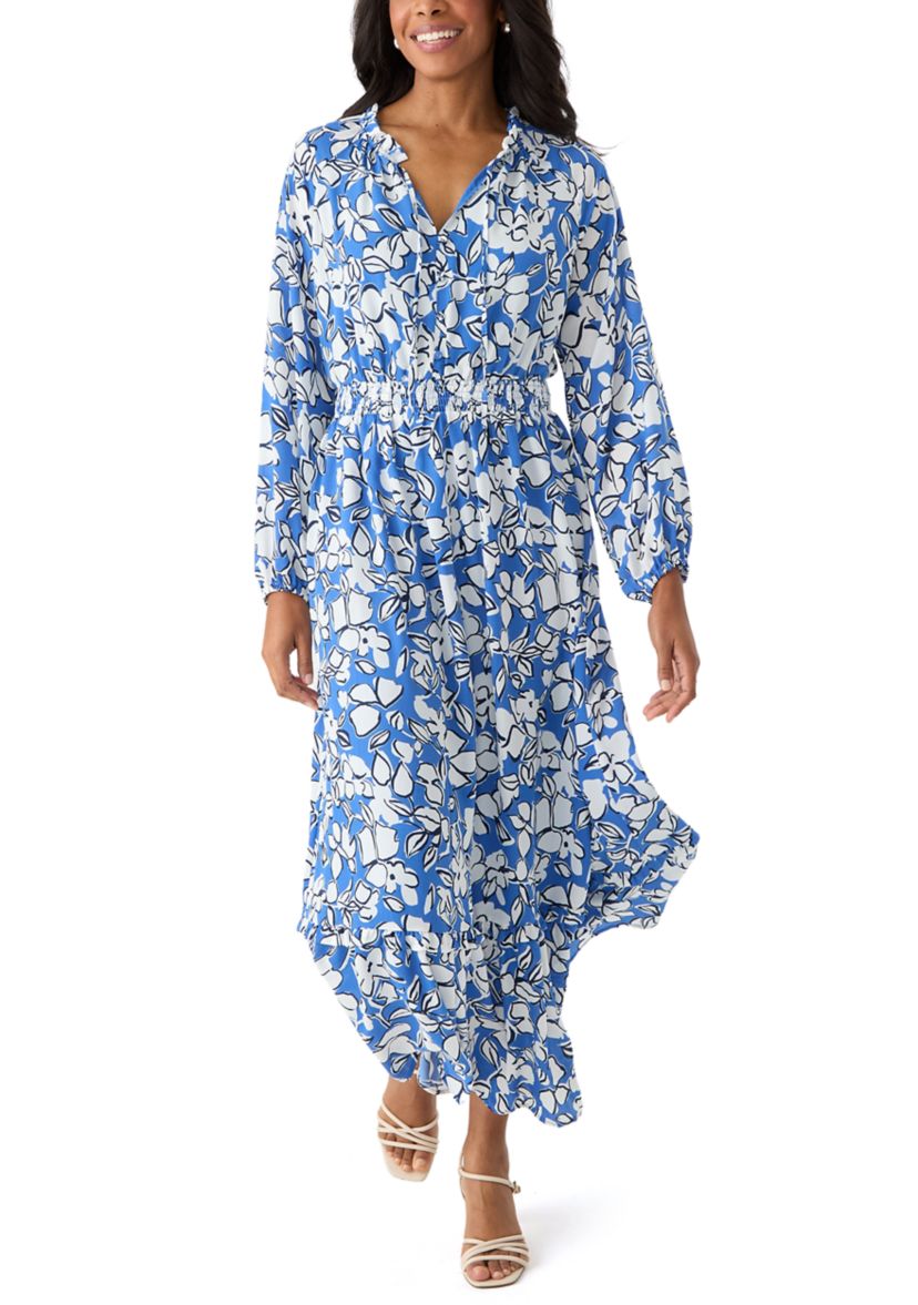 Womens Long Sleeve Tiered Maxi Dress