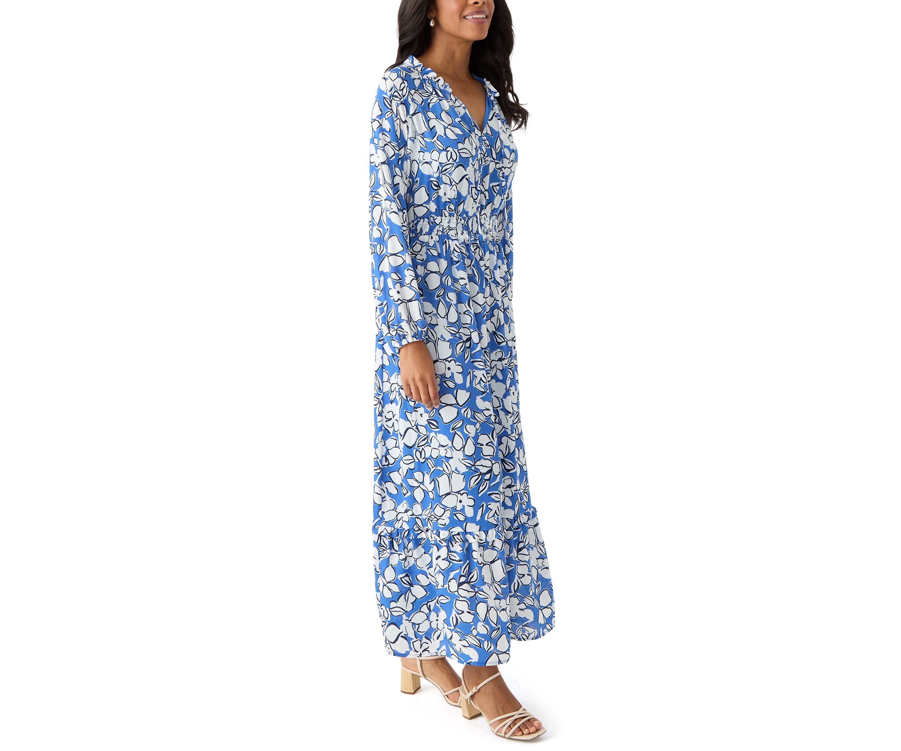 Womens Long Sleeve Tiered Maxi Dress