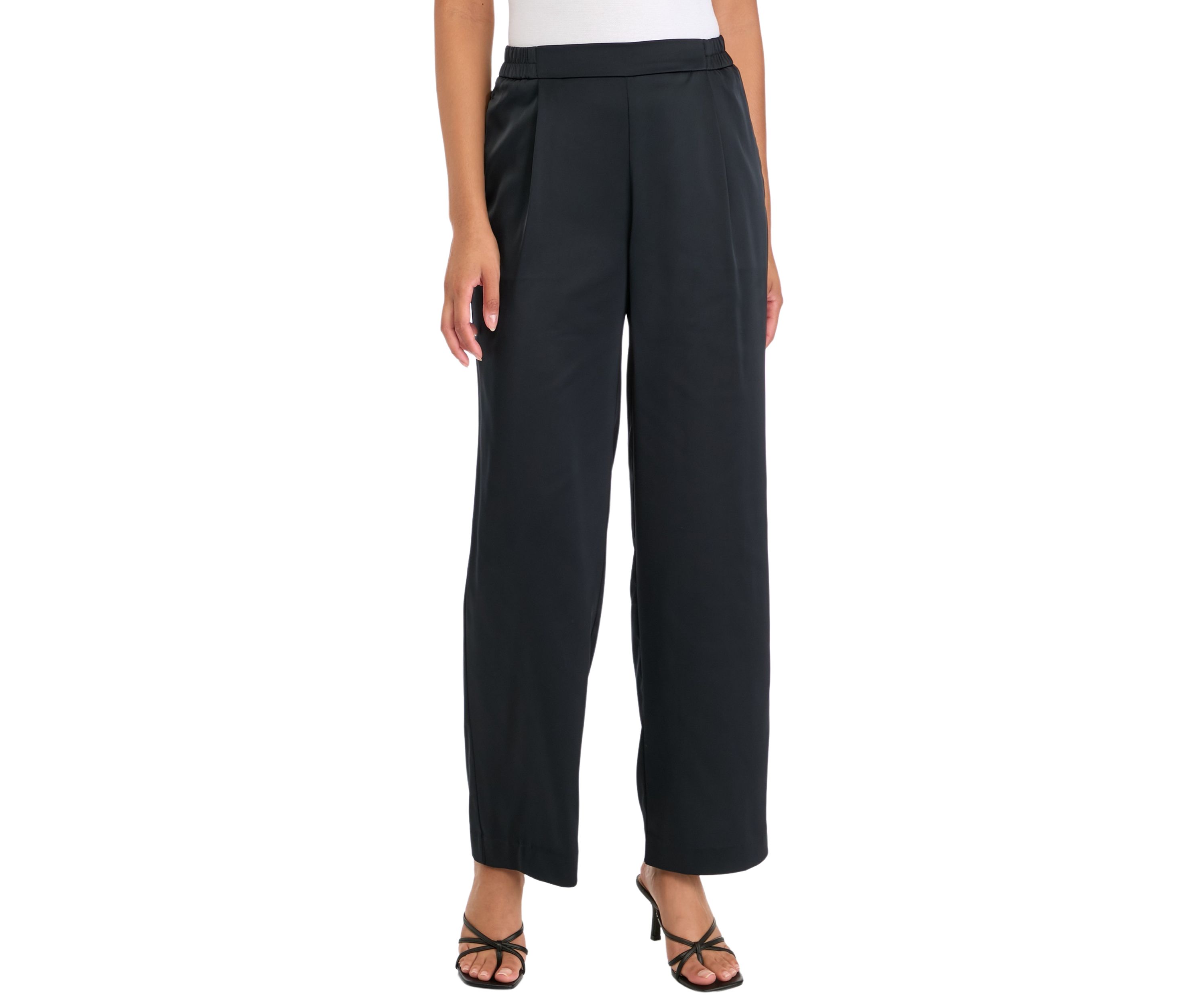 Womens High Rise Pull On Satin Wide Leg Pants
