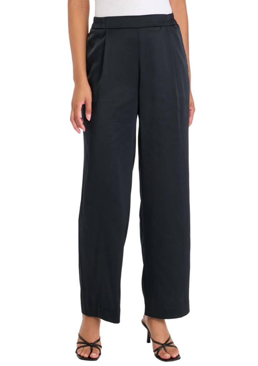 Womens High Rise Pull On Satin Wide Leg Pants