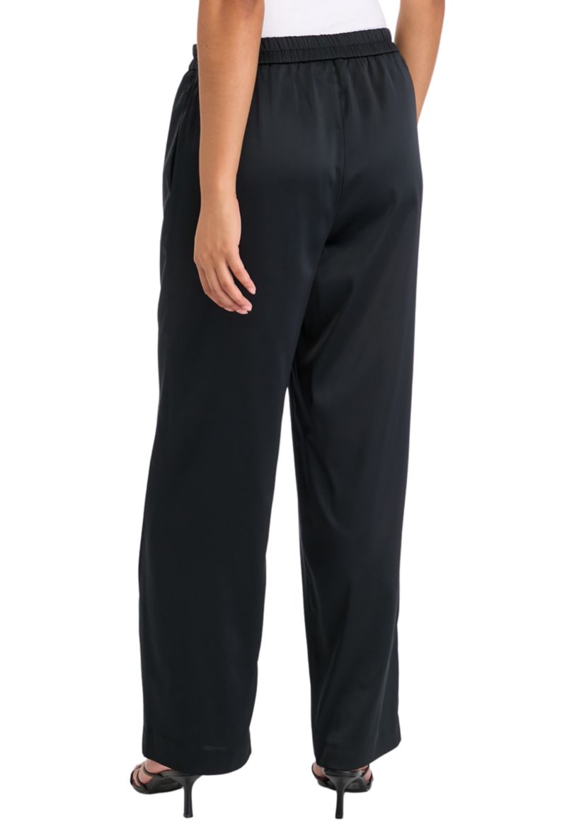 Womens High Rise Pull On Satin Wide Leg Pants