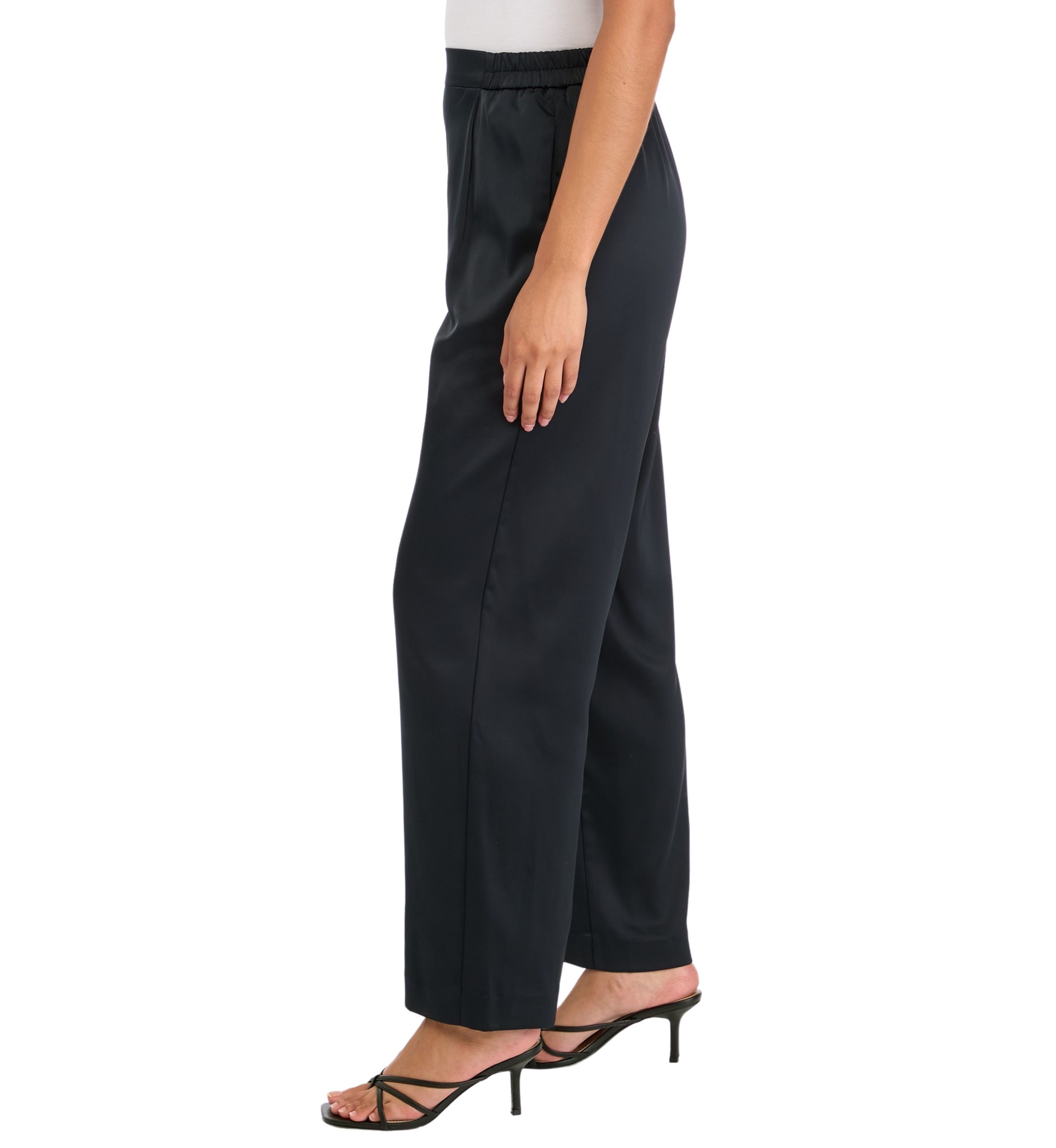 Womens High Rise Pull On Satin Wide Leg Pants