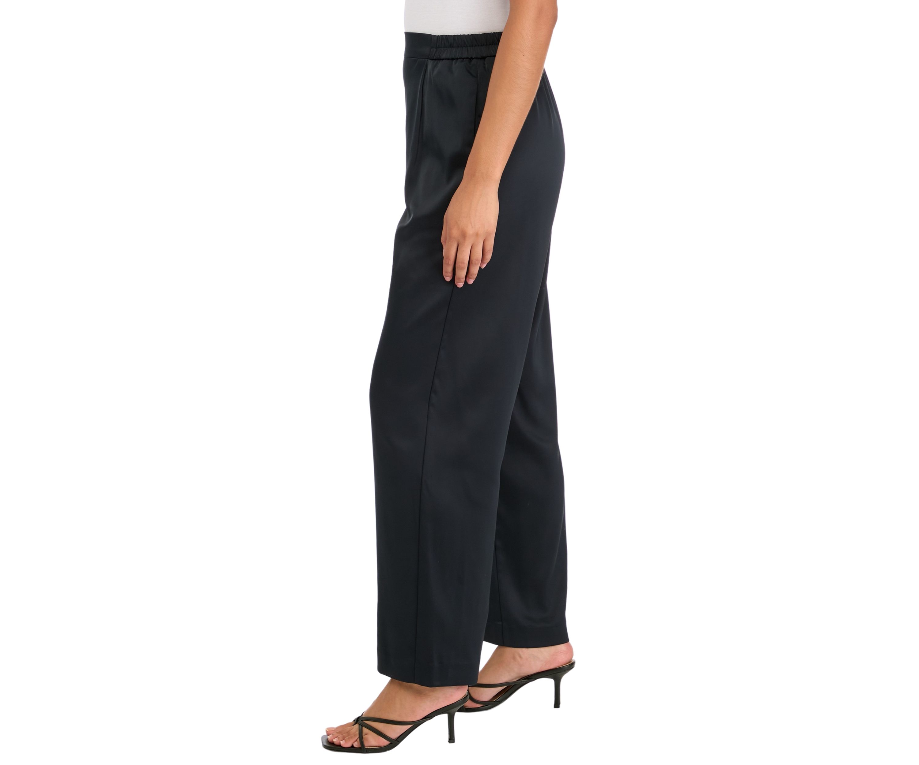 Womens High Rise Pull On Satin Wide Leg Pants