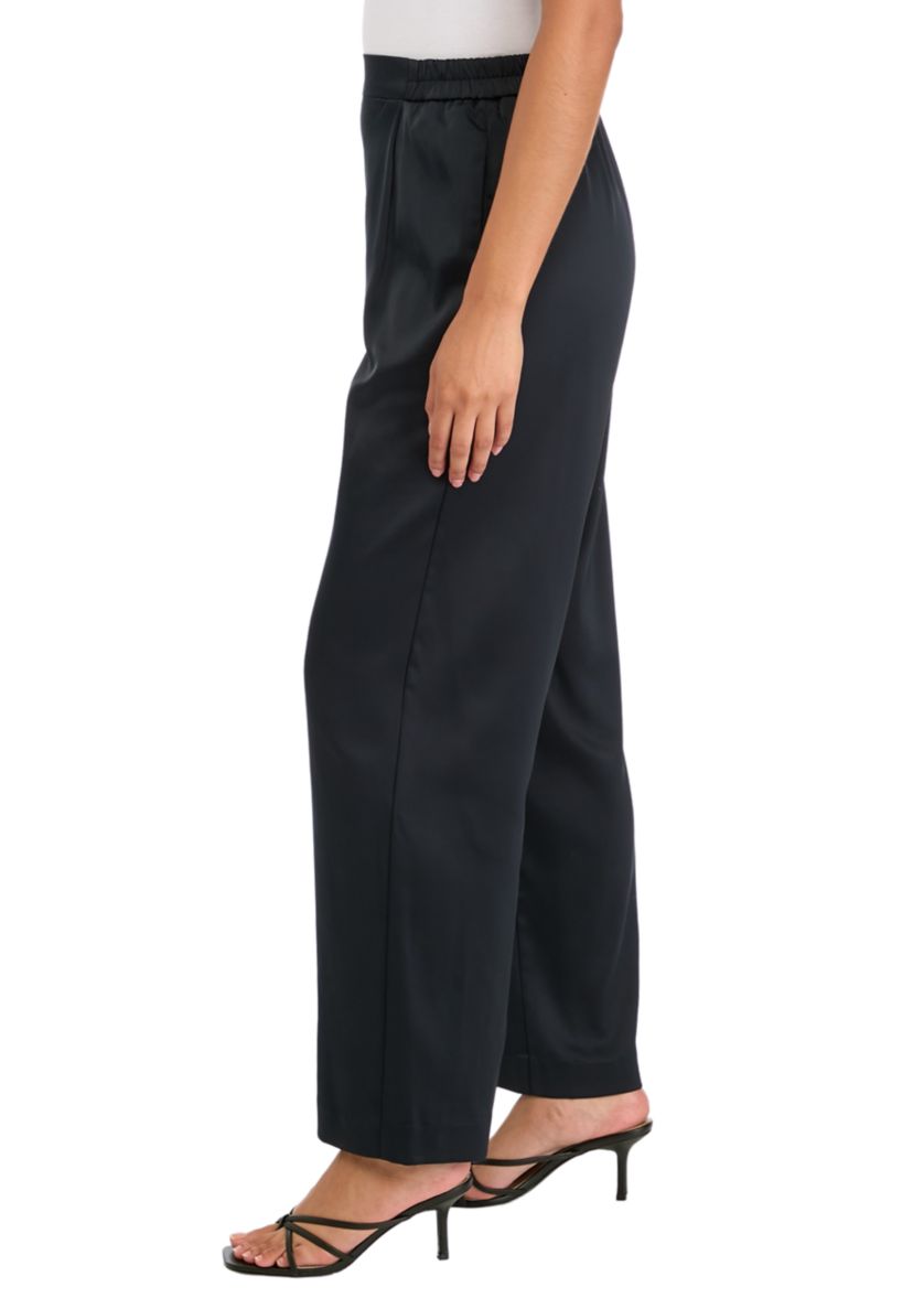 Womens High Rise Pull On Satin Wide Leg Pants