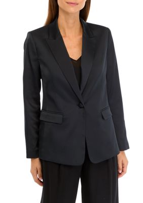Wonderly Women's Relaxed Satin Blazer, Black, Small