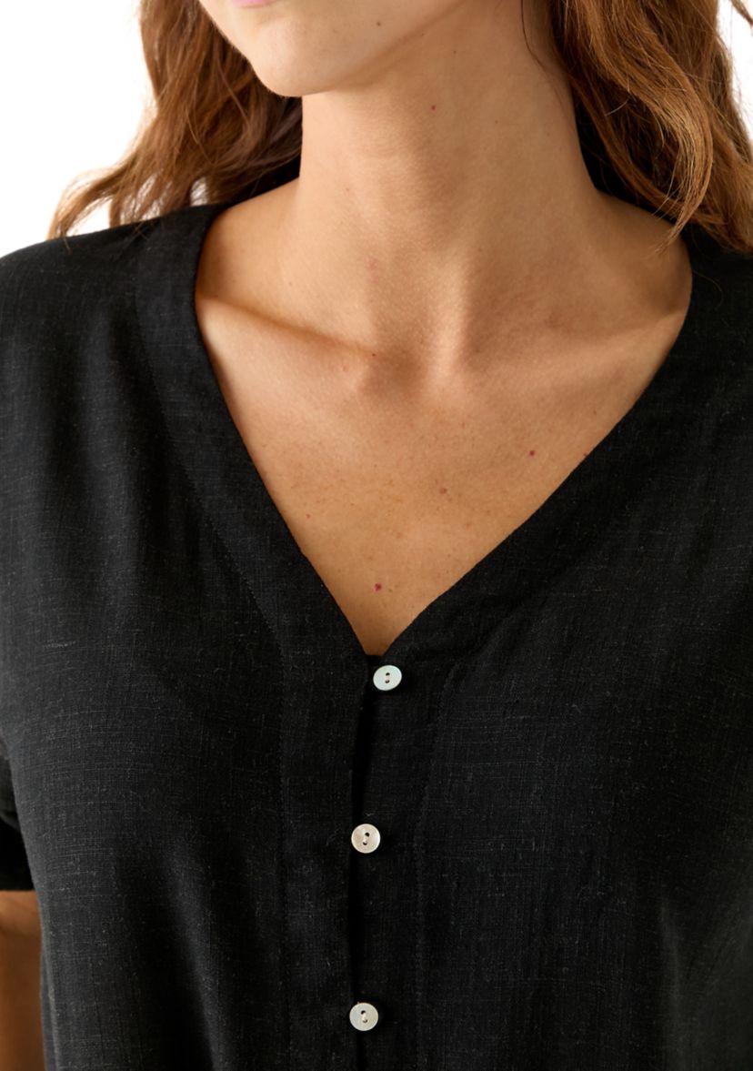 Womens Tie Front V-Neck Top