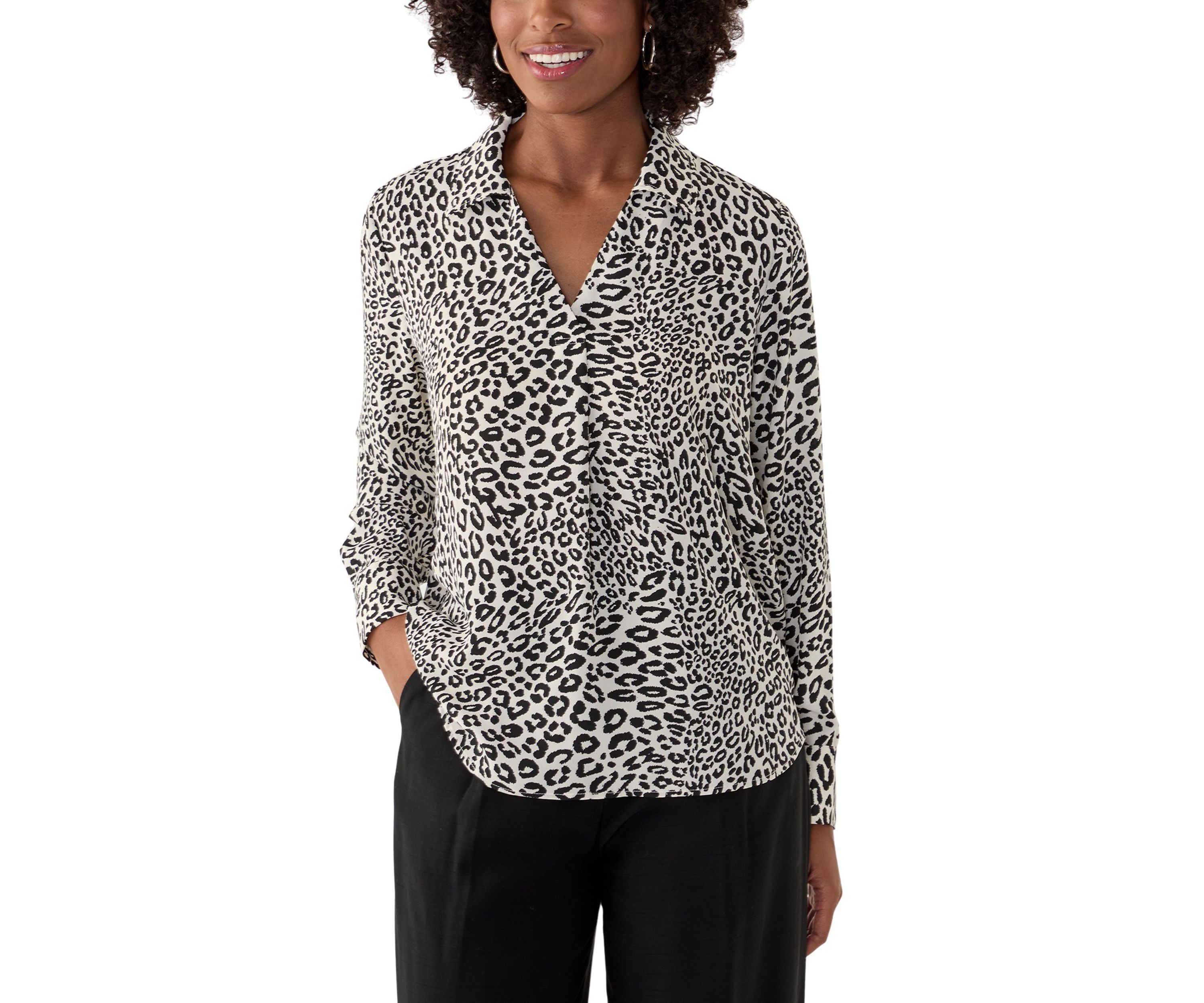 Womens Printed Collar Top