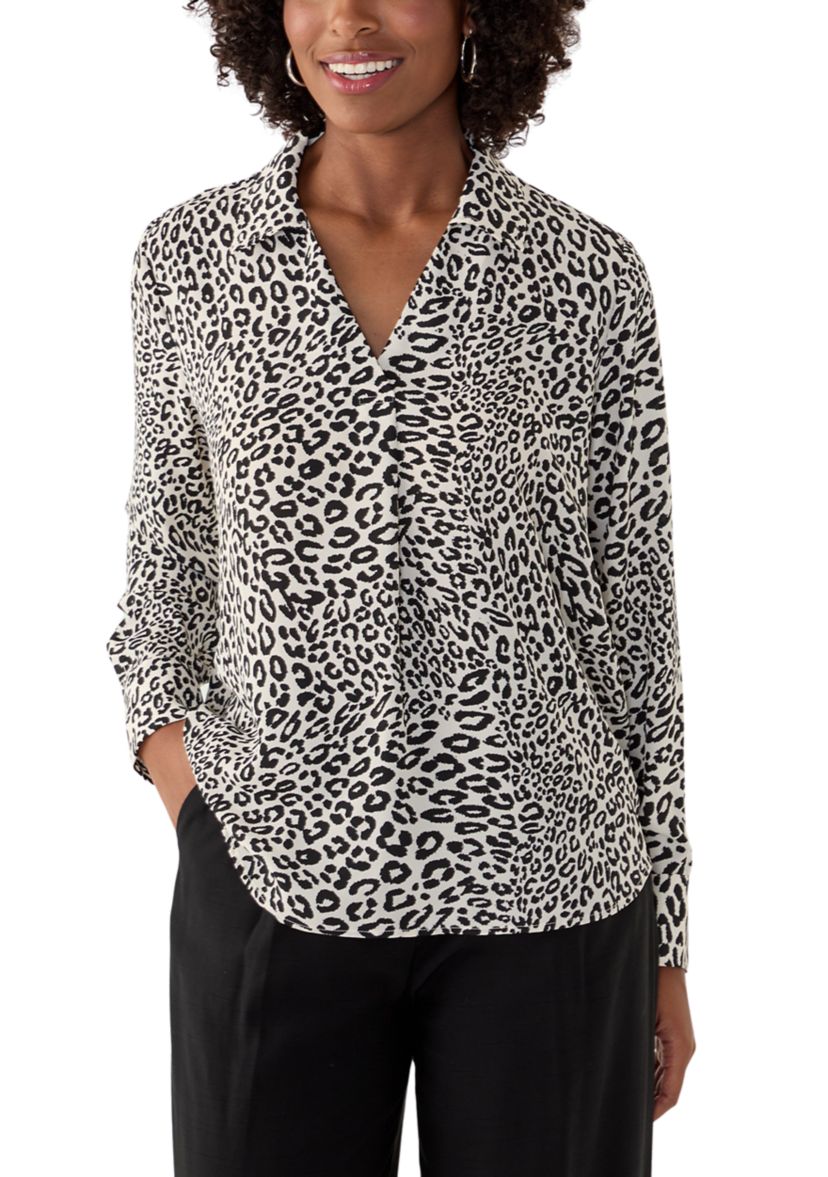 Womens Printed Collar Top