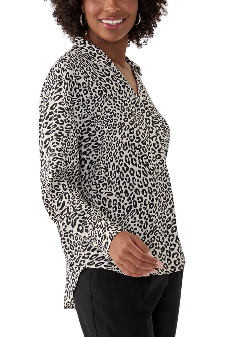 Womens Printed Collar Top