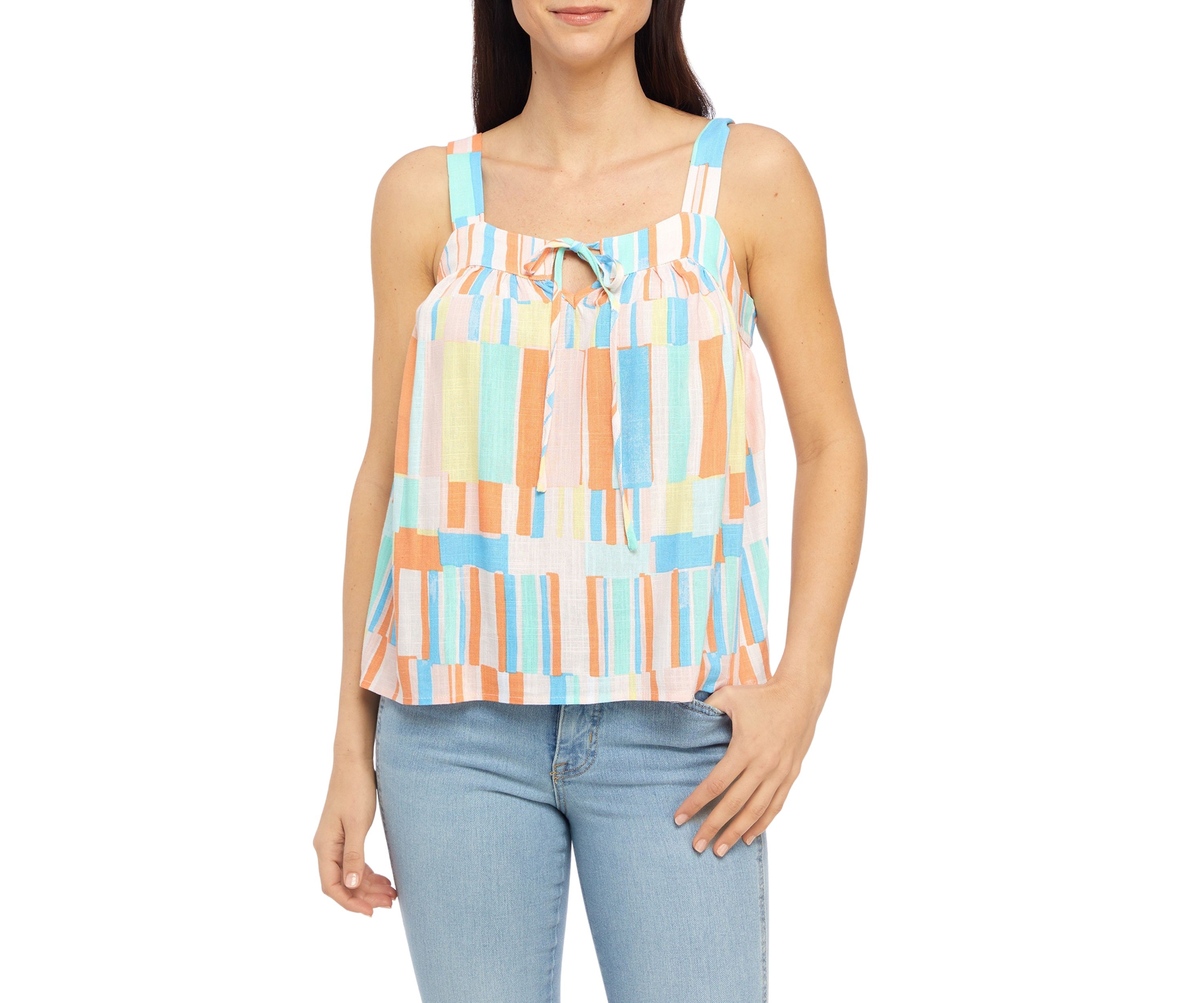 Womens Printed Tie Tank Top