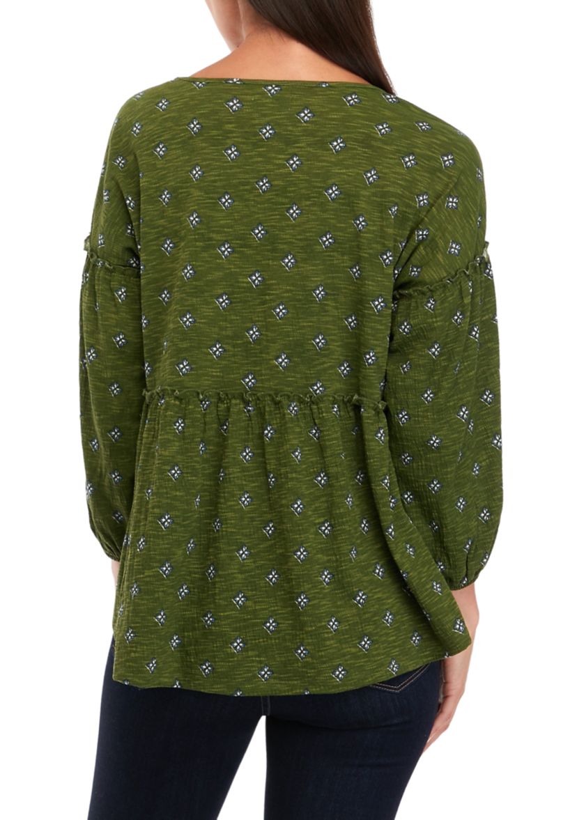 Petite  Slouchy V-Neck Printed Top 