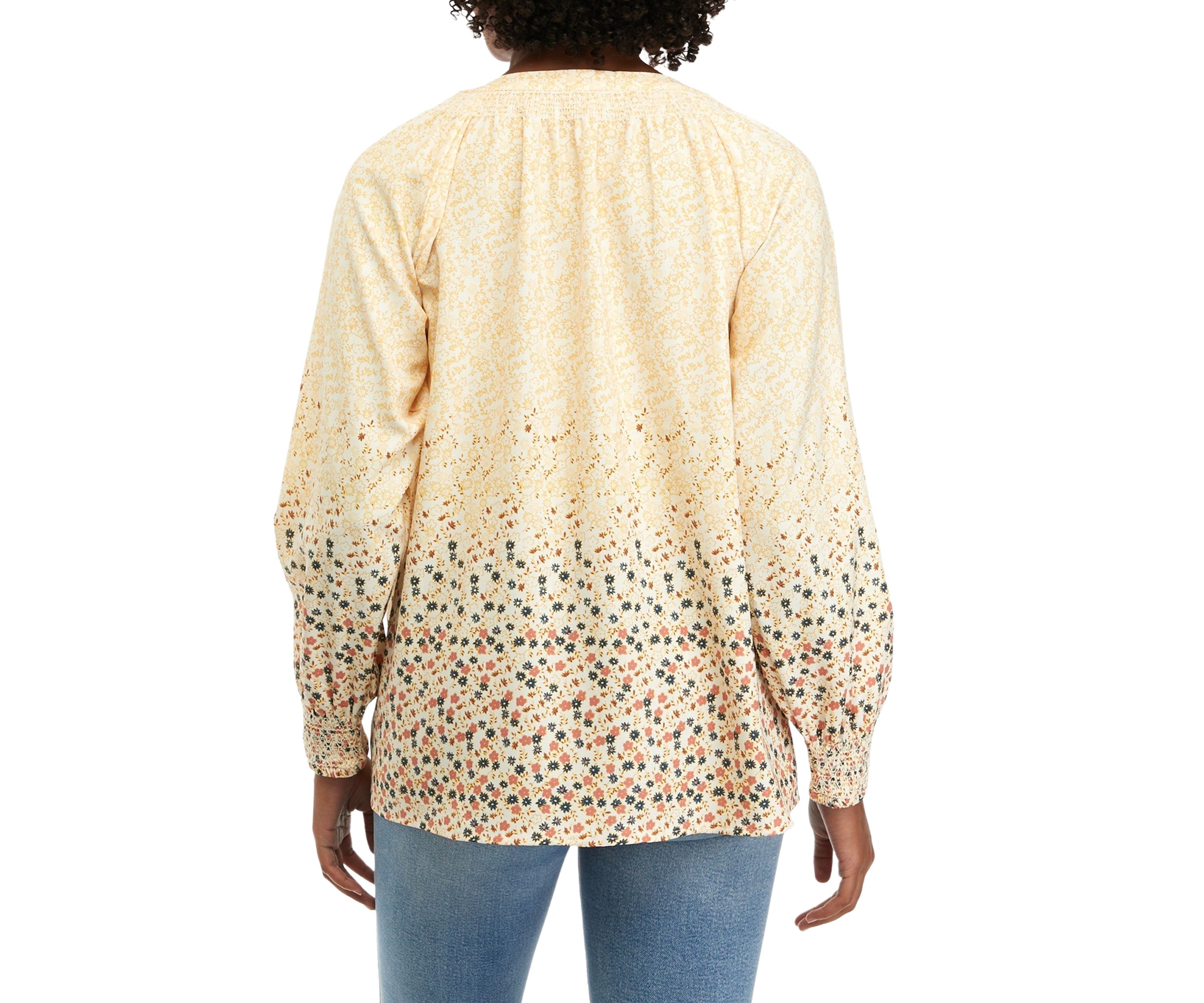 Petite Floral Printed Popover Blouse