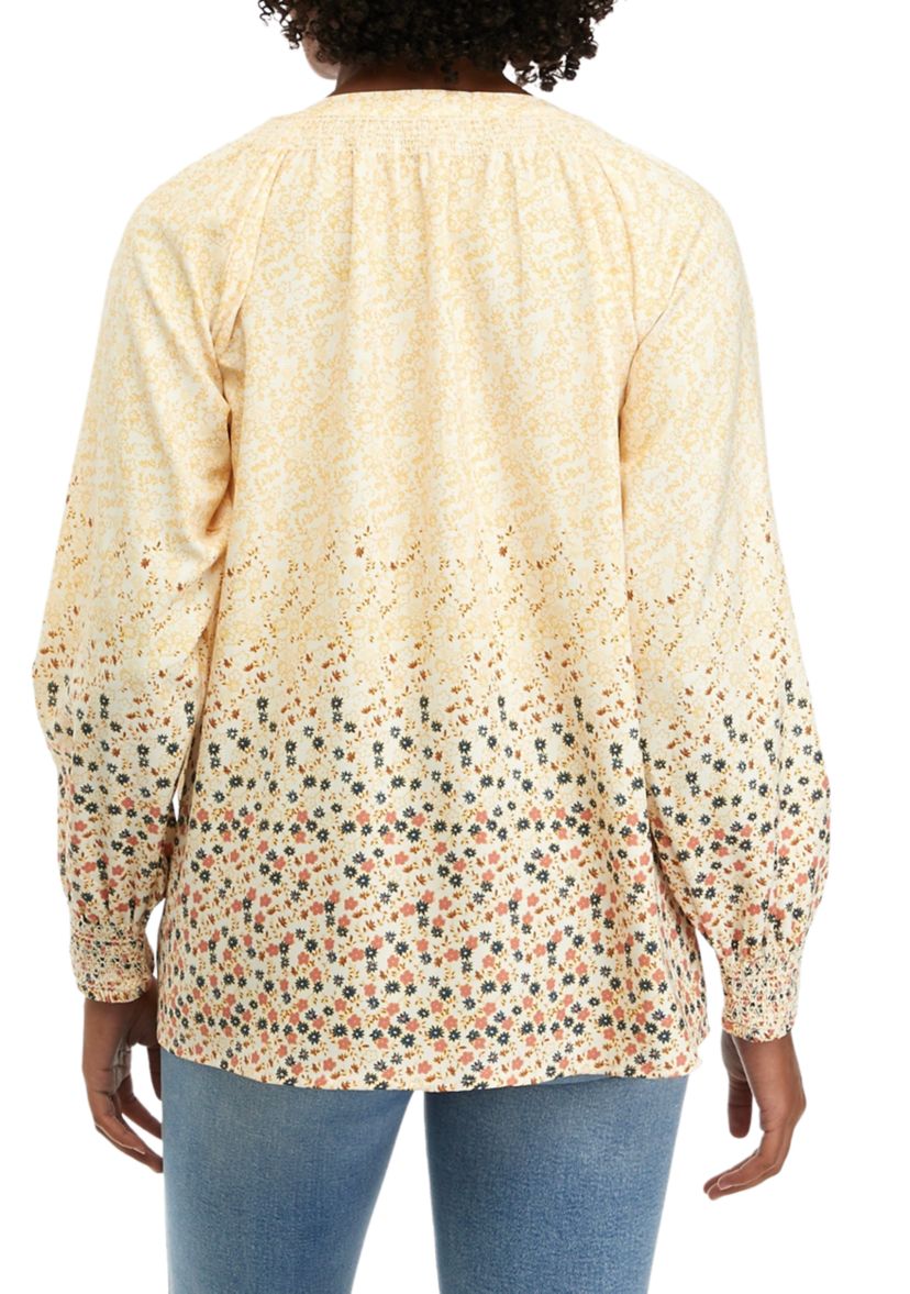 Petite Floral Printed Popover Blouse