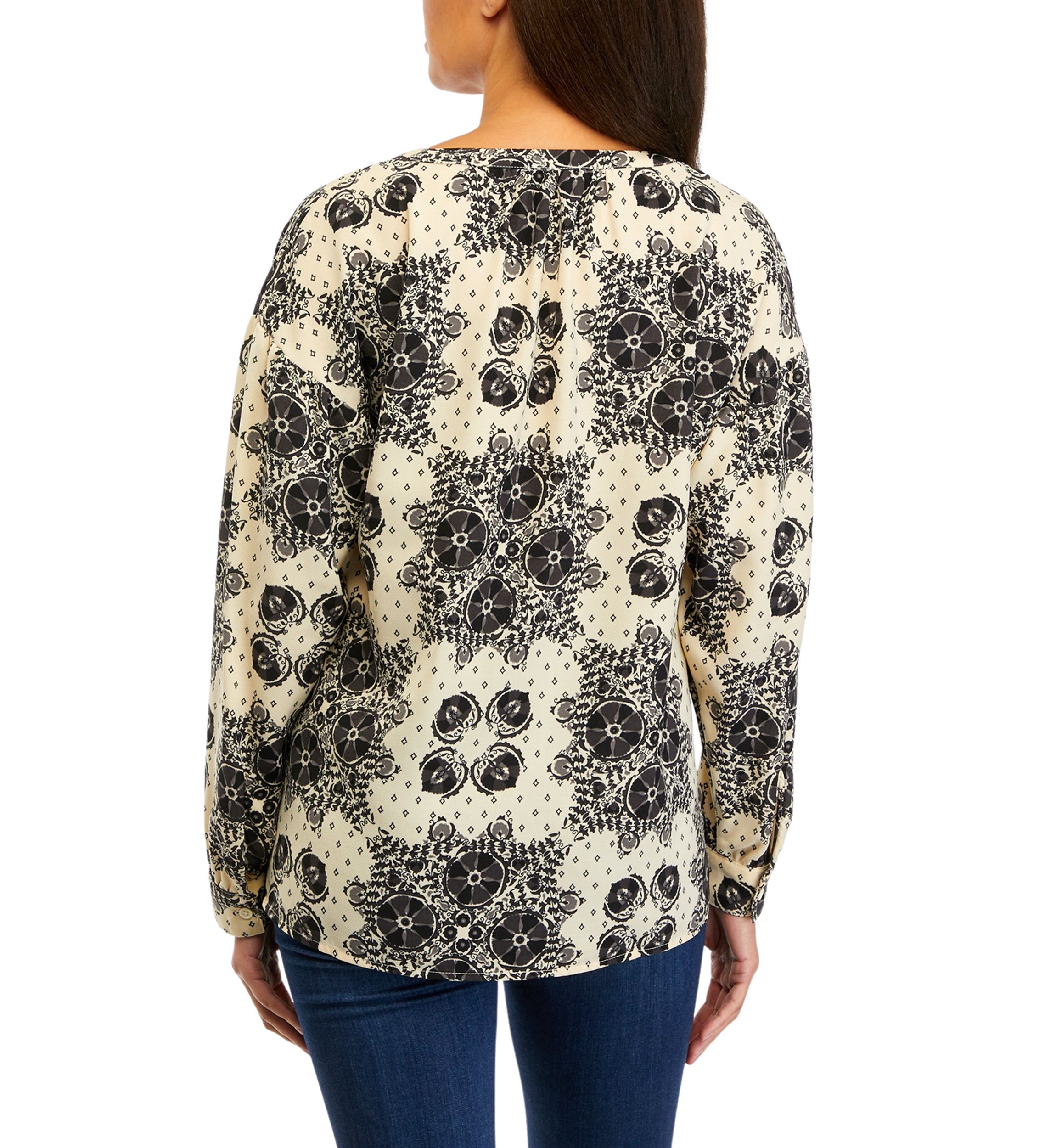 Petite Long Sleeve Henley Popover Top