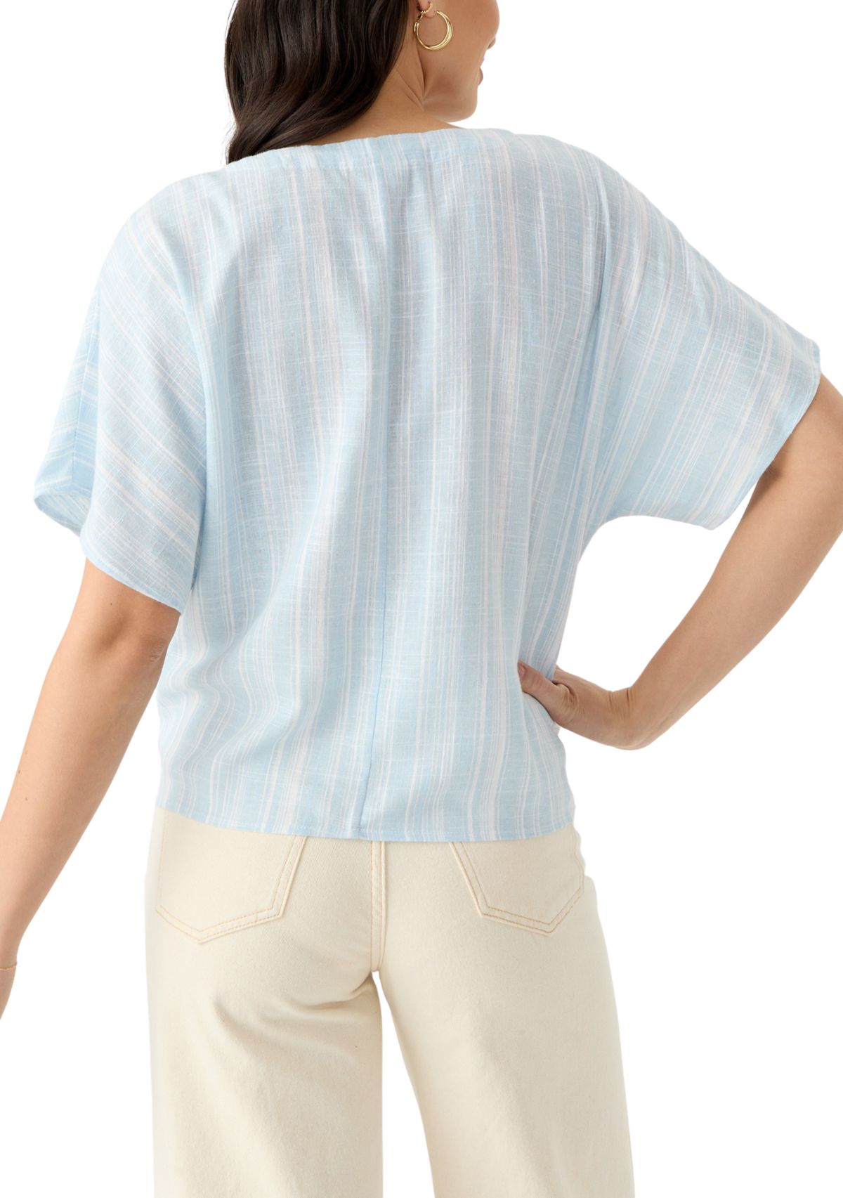 Petite Tie Front V-Neck Blouse