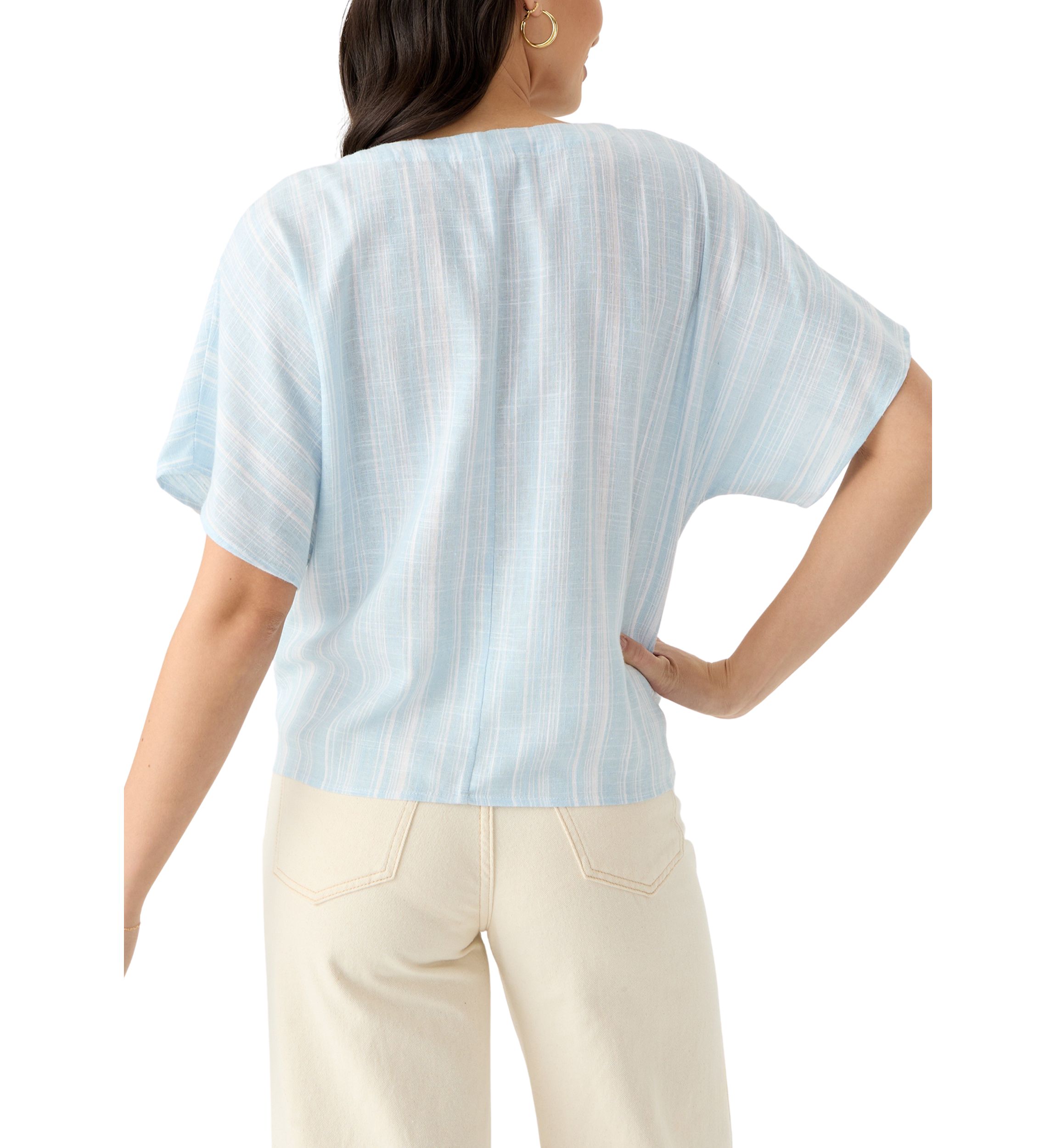 Petite Tie Front V-Neck Blouse